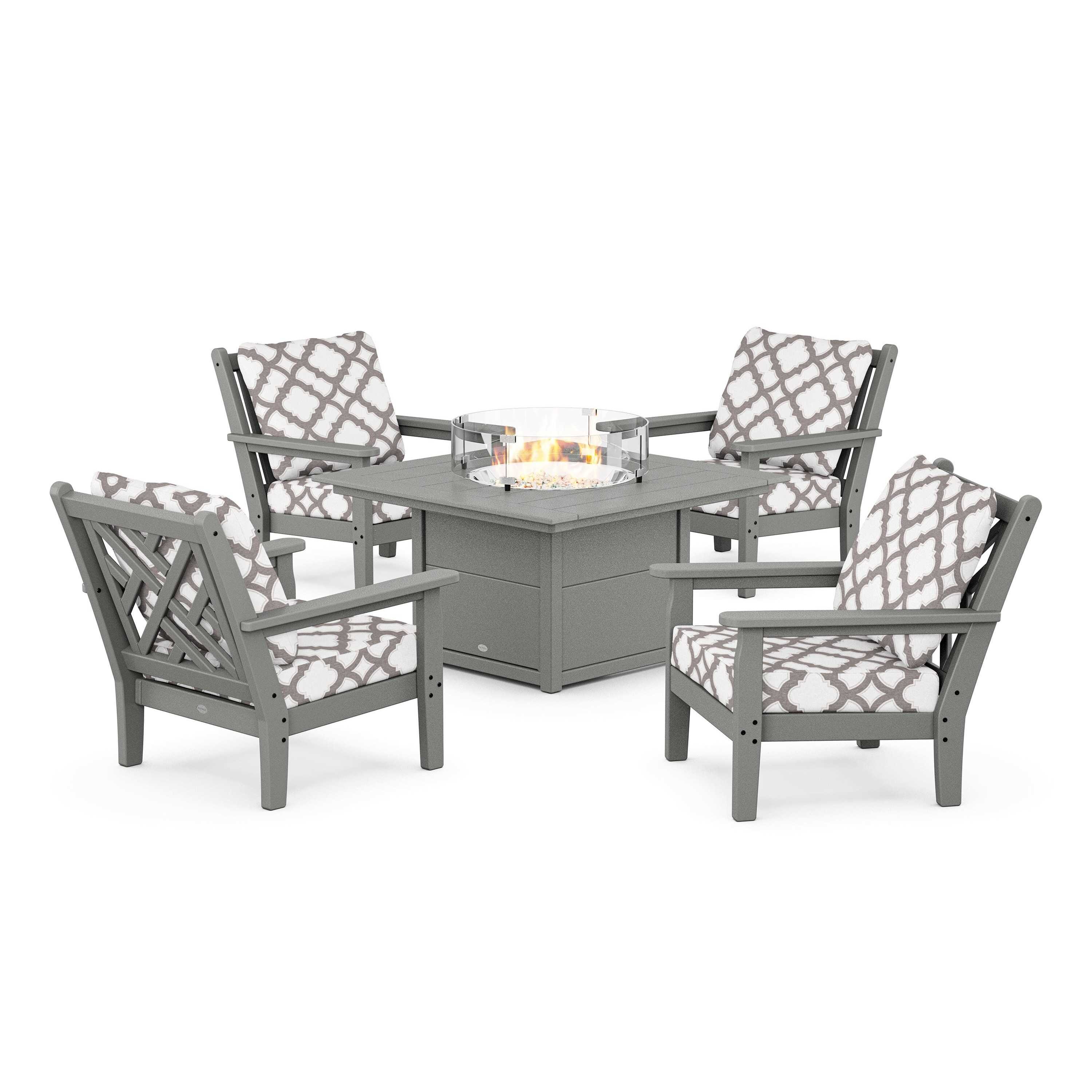 Chippendale 5-Piece Deep Seating Set with Fire Pit Table