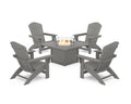 5-Piece Nautical Grand Adirondack Conversation Set with Fire Pit Table