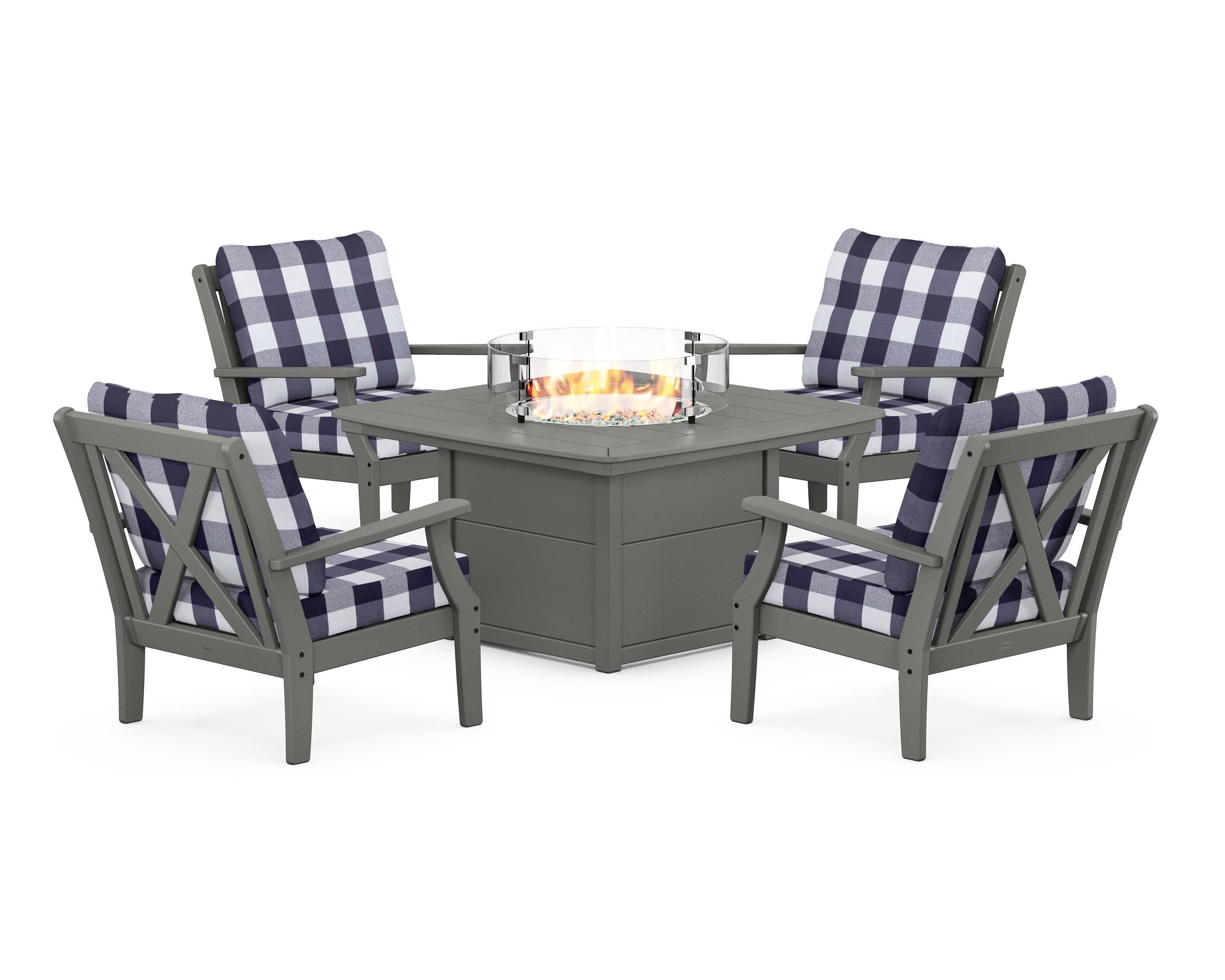 Braxton 5-Piece Deep Seating Conversation Set with Fire Pit Table