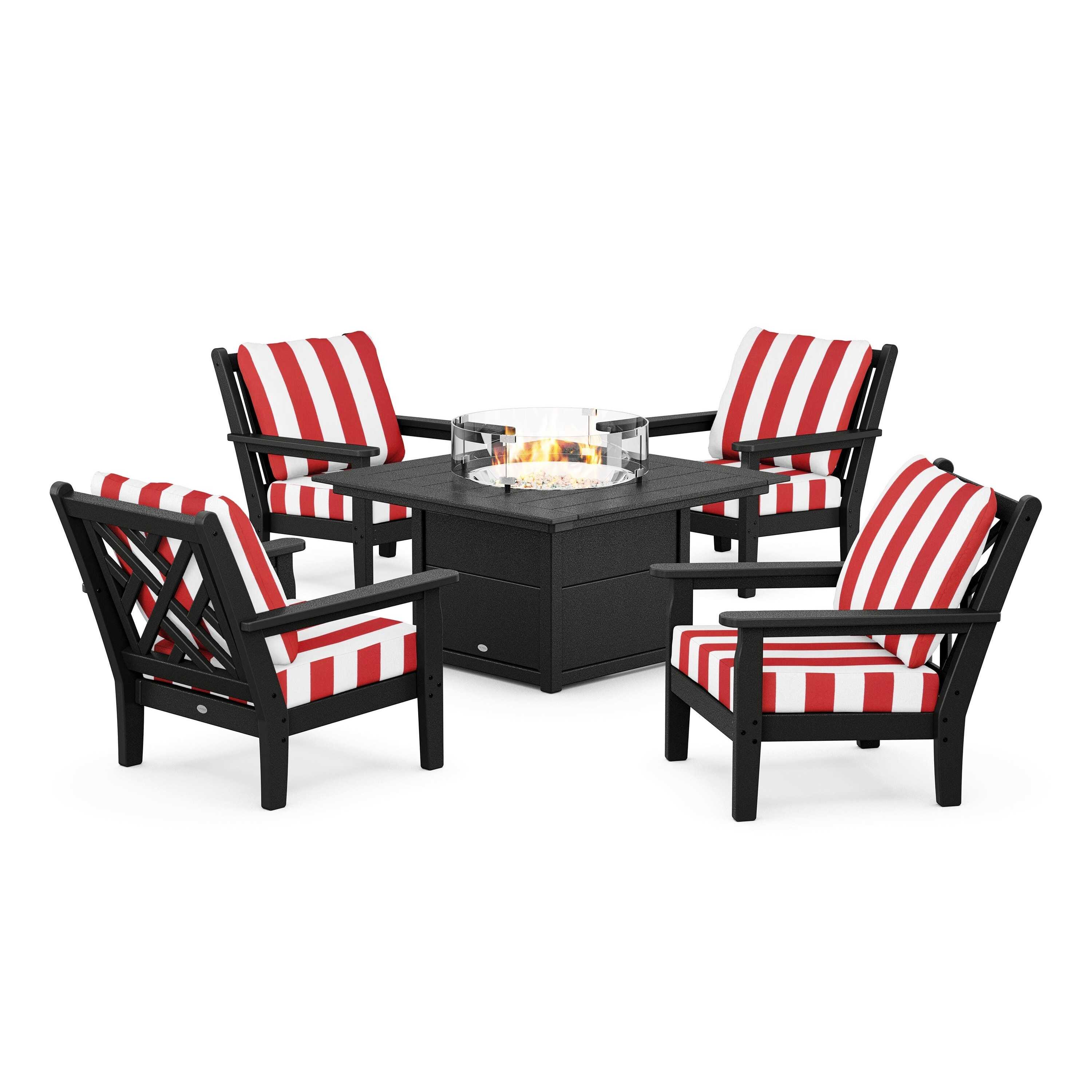 Chippendale 5-Piece Deep Seating Set with Fire Pit Table