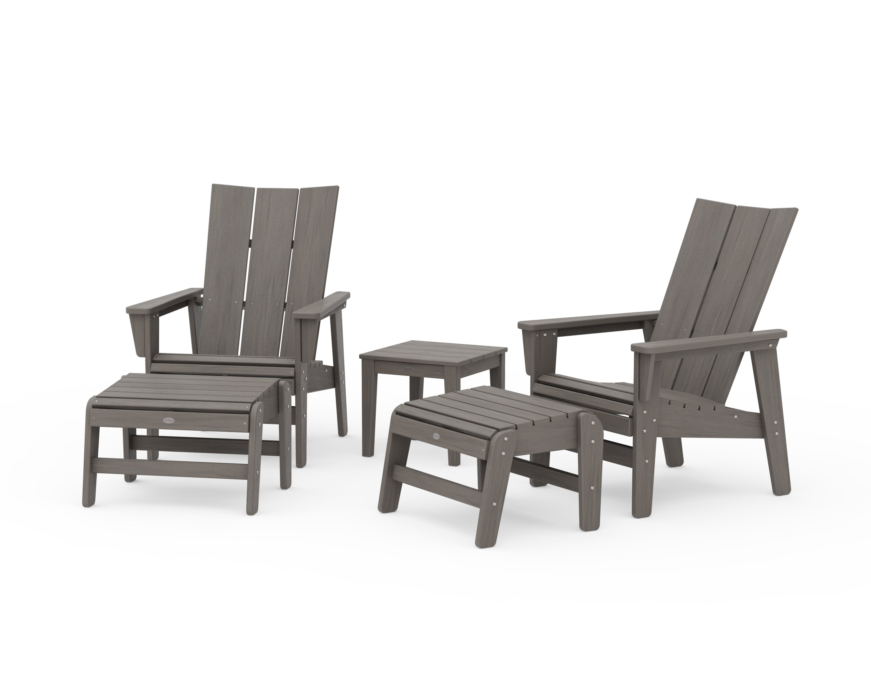 5-Piece Modern Grand Upright Adirondack Set with Ottomans and Side Table
