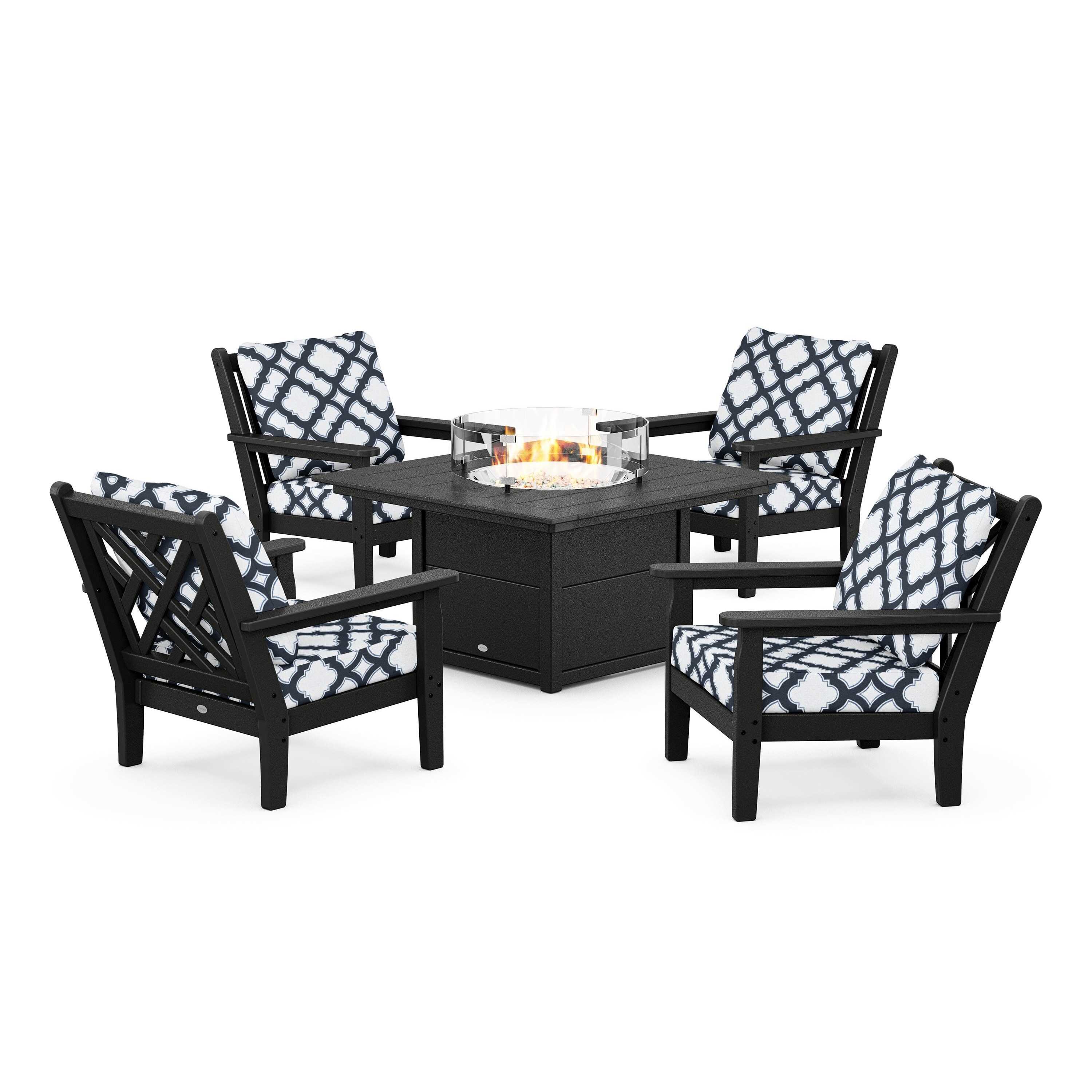 Chippendale 5-Piece Deep Seating Set with Fire Pit Table