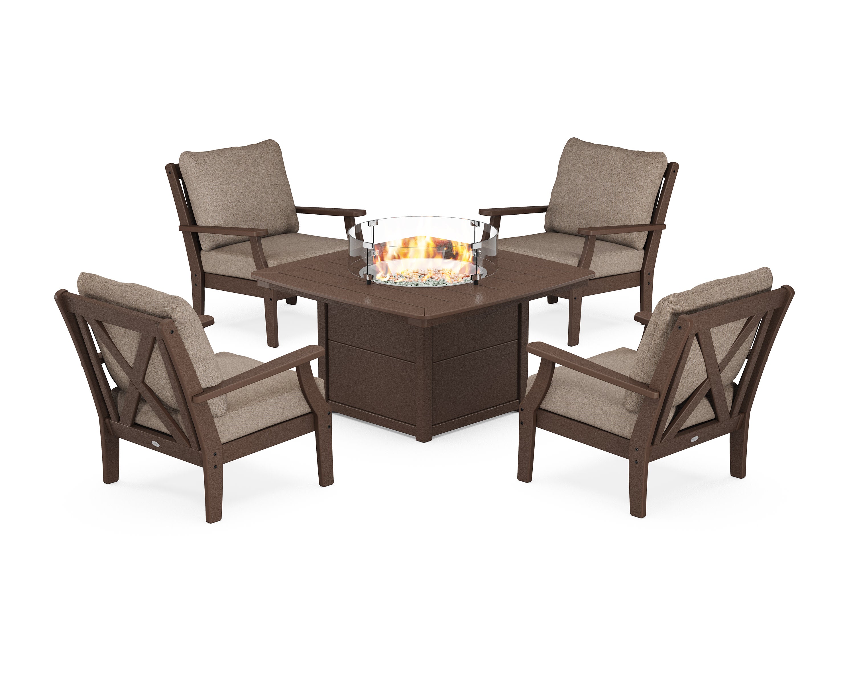 Braxton 5-Piece Deep Seating Conversation Set with Fire Pit Table