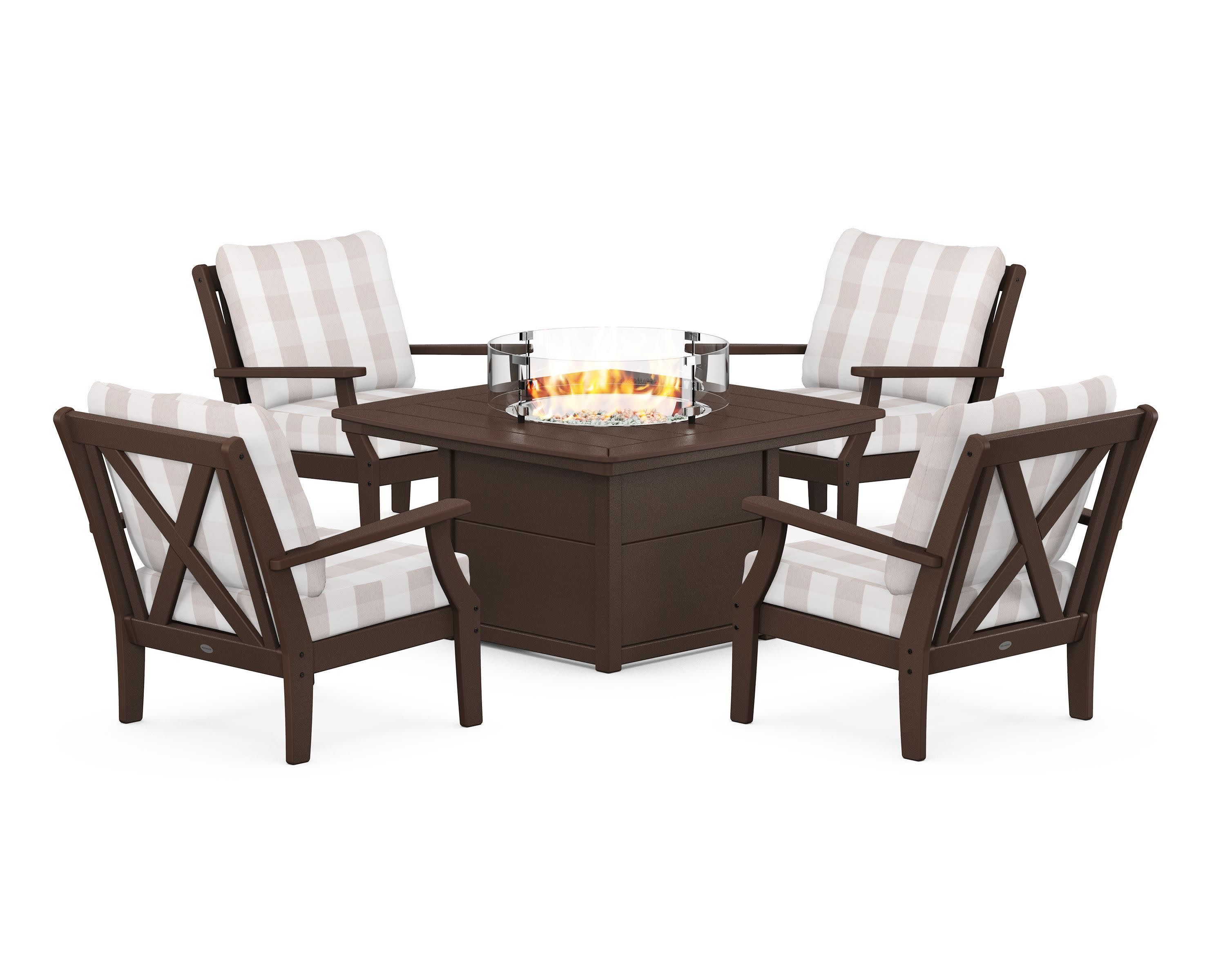 Braxton 5-Piece Deep Seating Conversation Set with Fire Pit Table