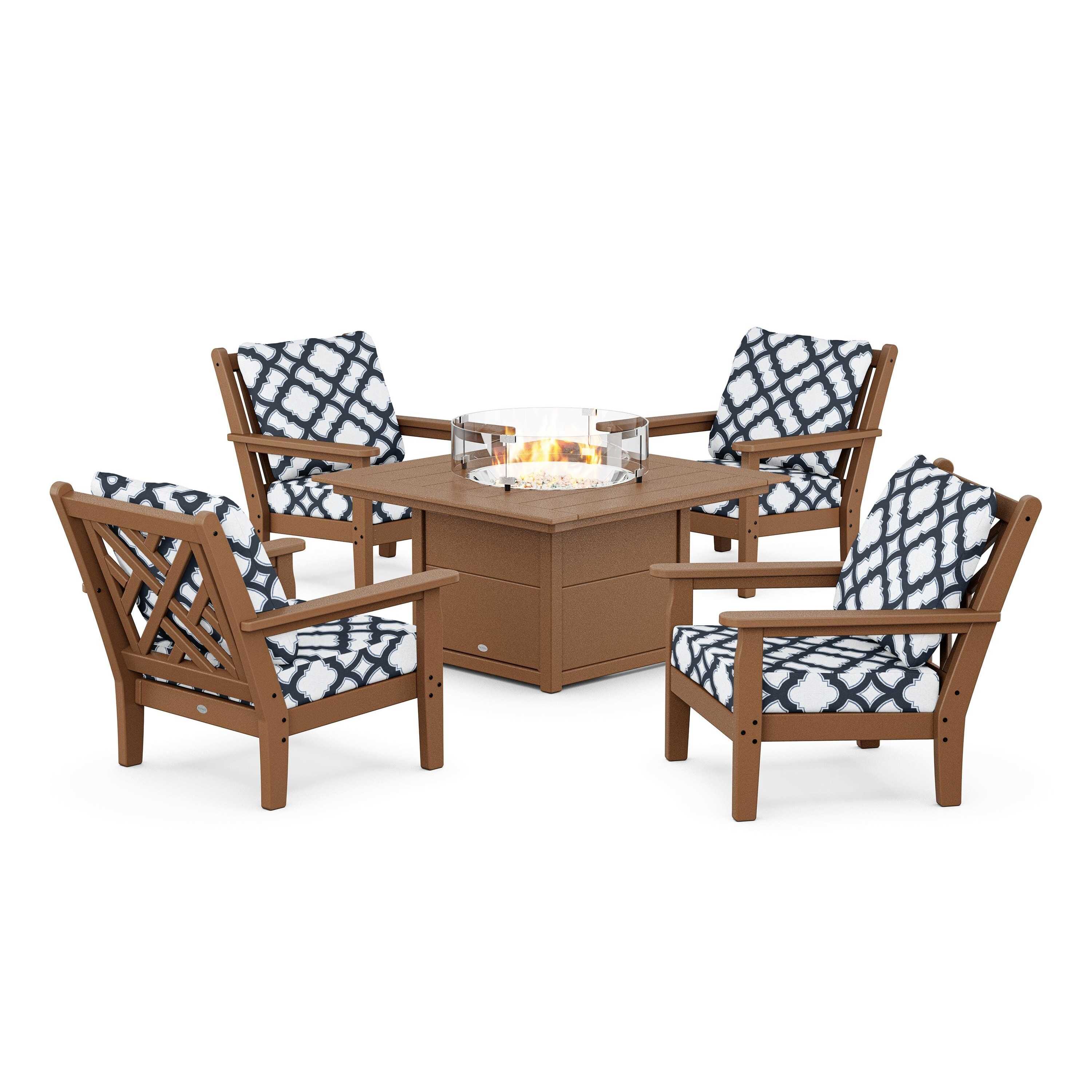 Chippendale 5-Piece Deep Seating Set with Fire Pit Table
