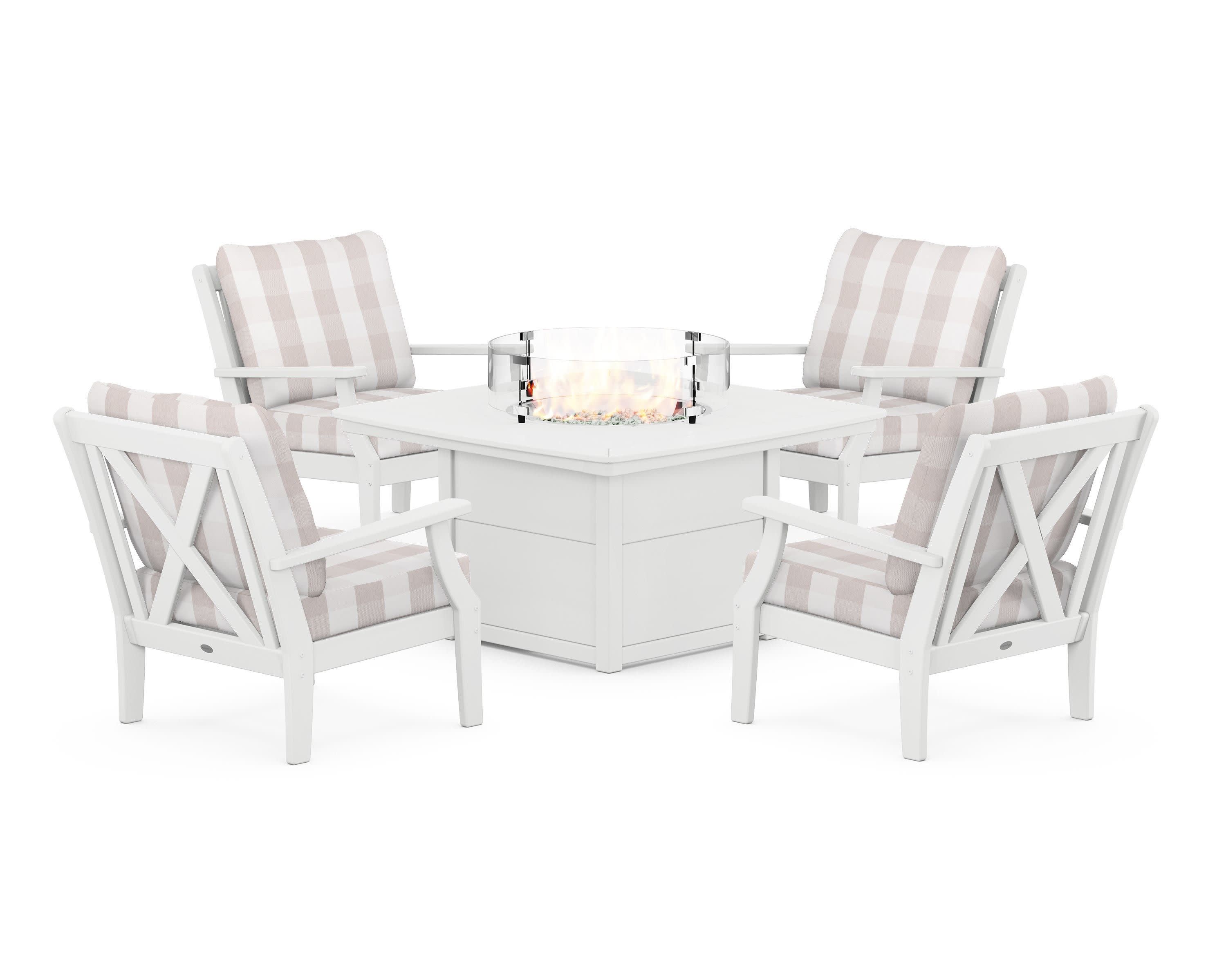 Braxton 5-Piece Deep Seating Conversation Set with Fire Pit Table