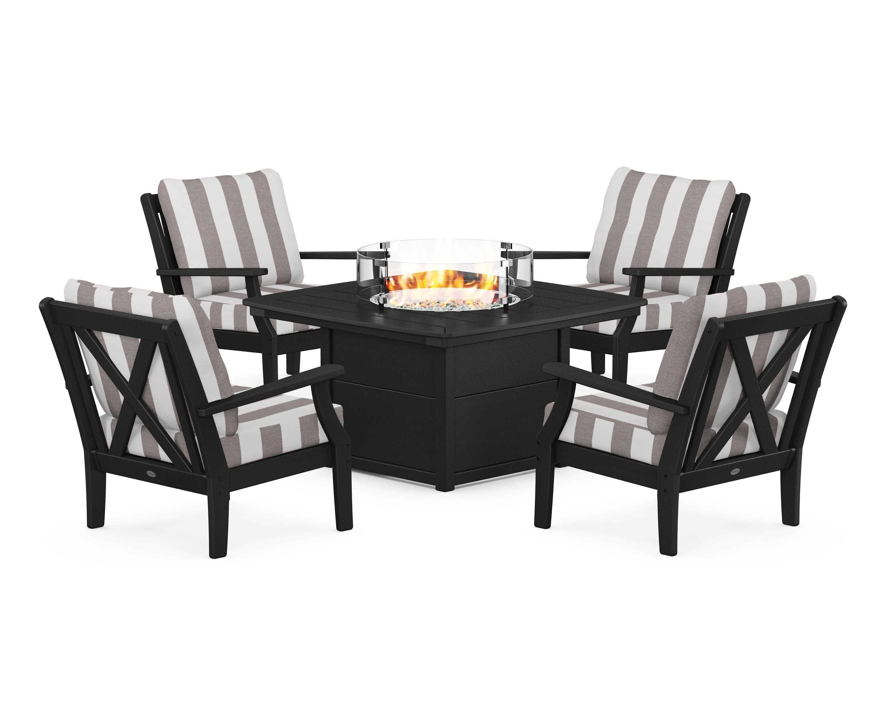 Braxton 5-Piece Deep Seating Conversation Set with Fire Pit Table
