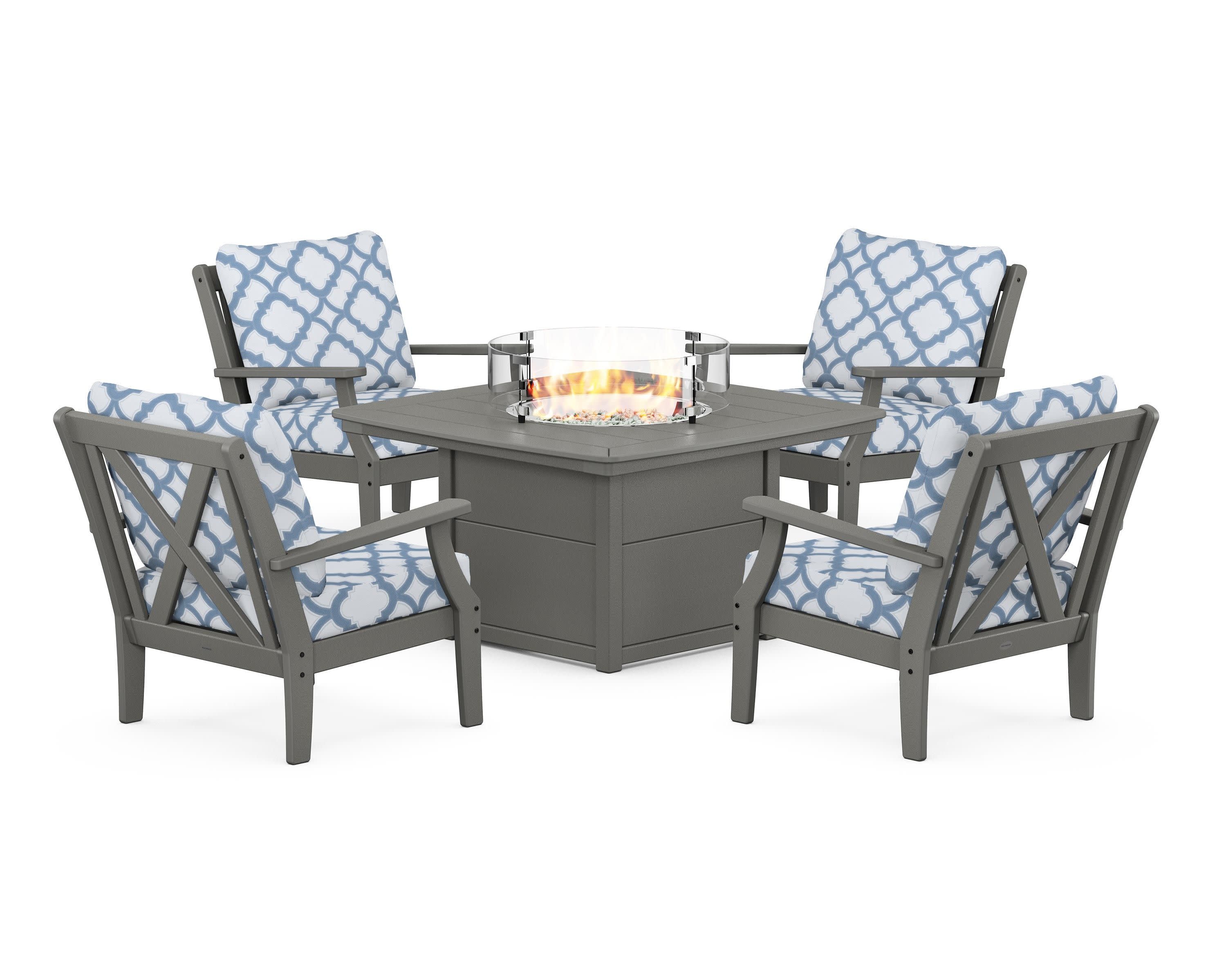 Braxton 5-Piece Deep Seating Conversation Set with Fire Pit Table