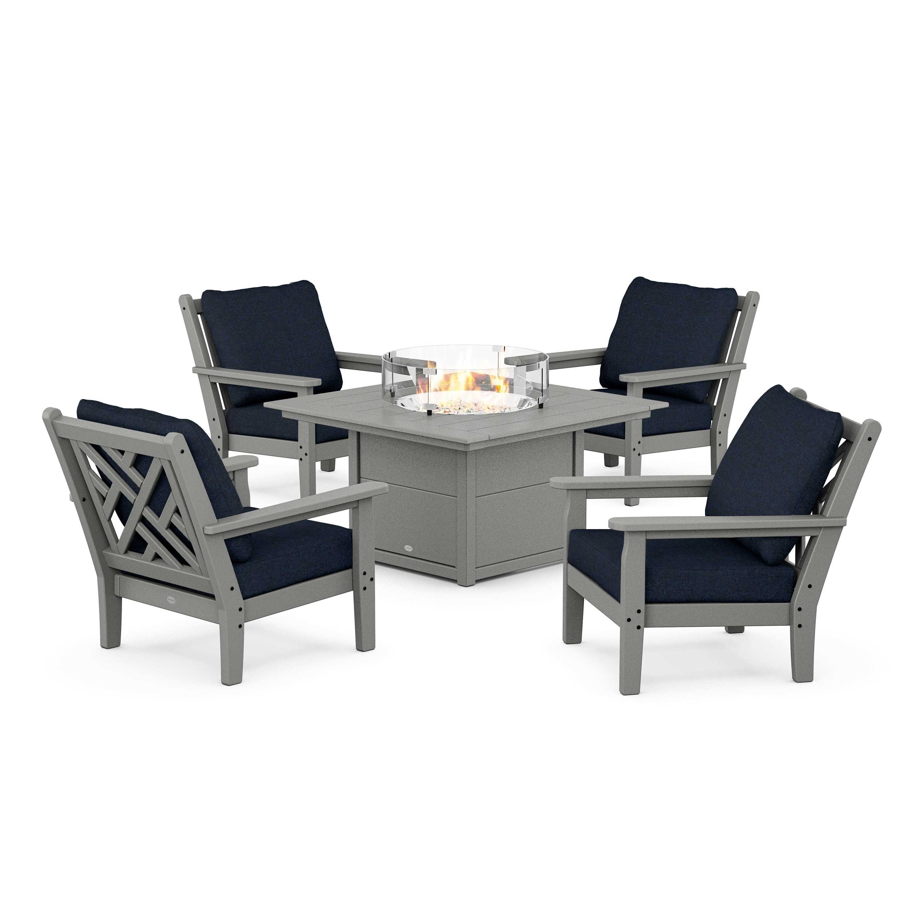 Chippendale 5-Piece Deep Seating Set with Fire Pit Table