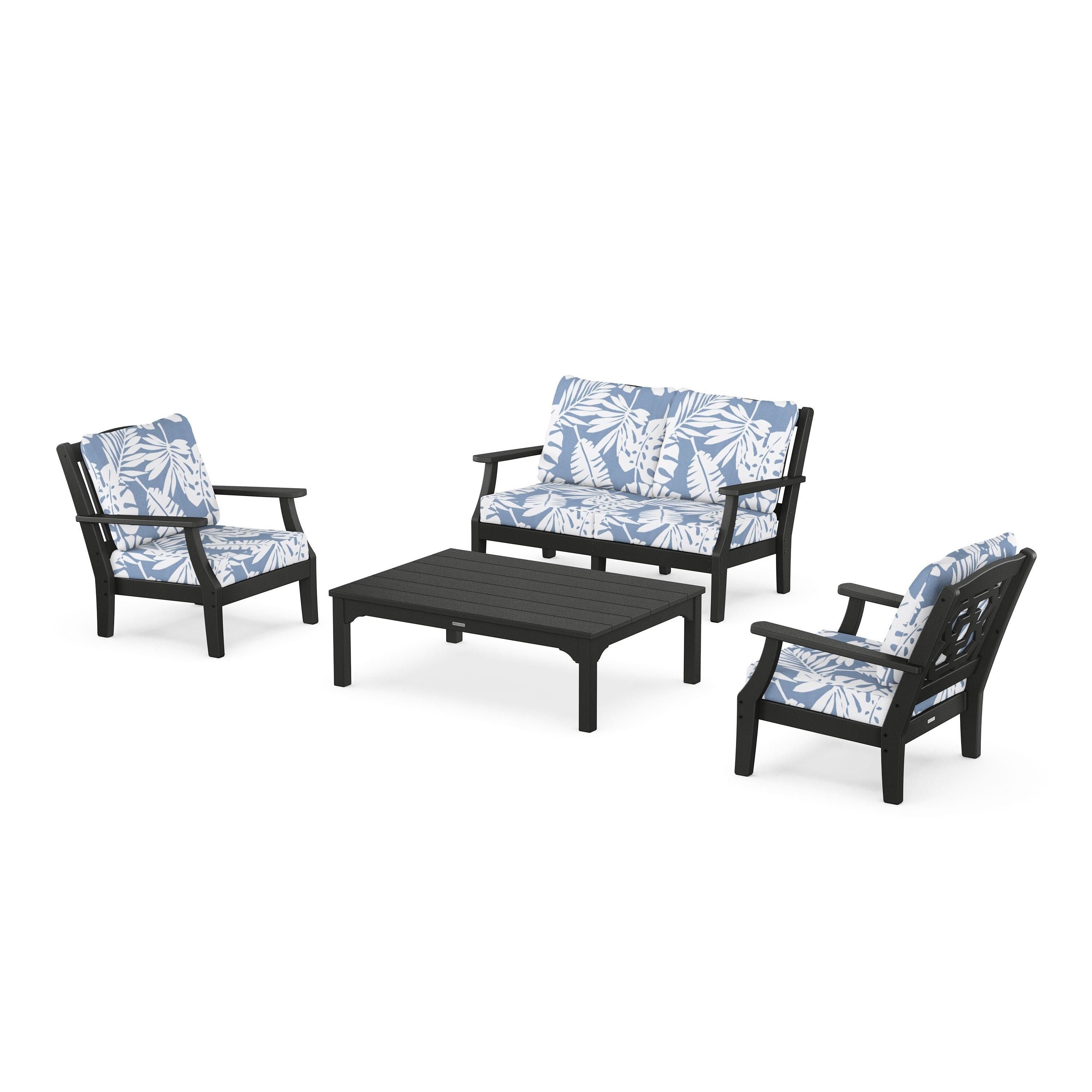 Chinoiserie 4-Piece Deep Seating Set with Loveseat