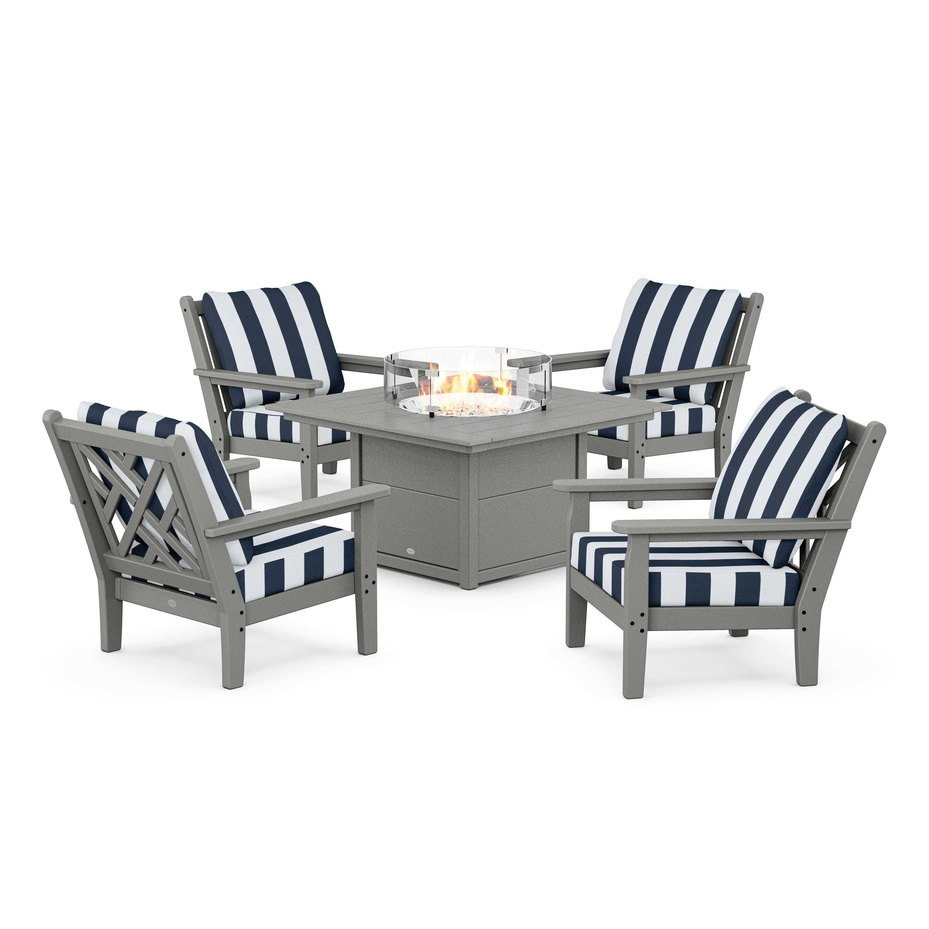Chippendale 5-Piece Deep Seating Set with Fire Pit Table