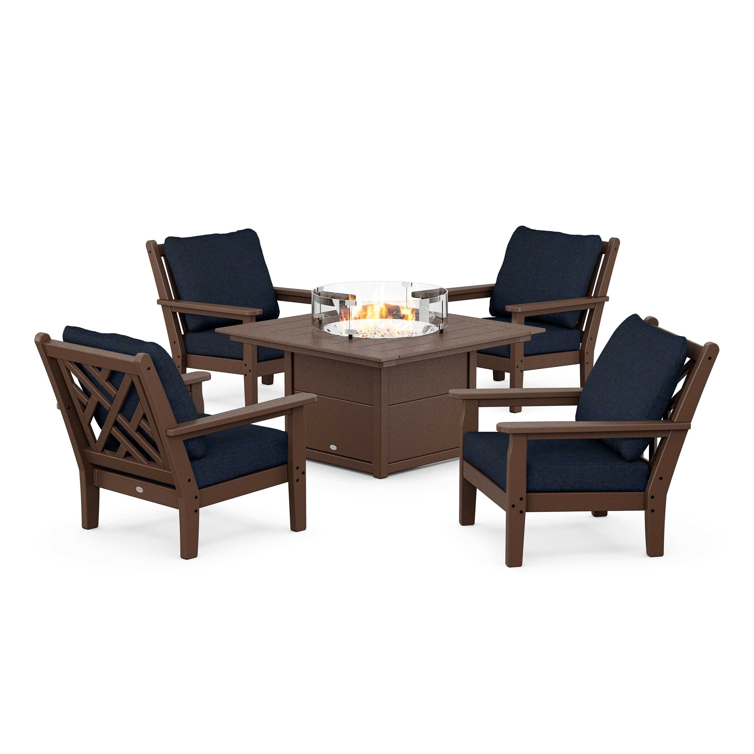 Chippendale 5-Piece Deep Seating Set with Fire Pit Table