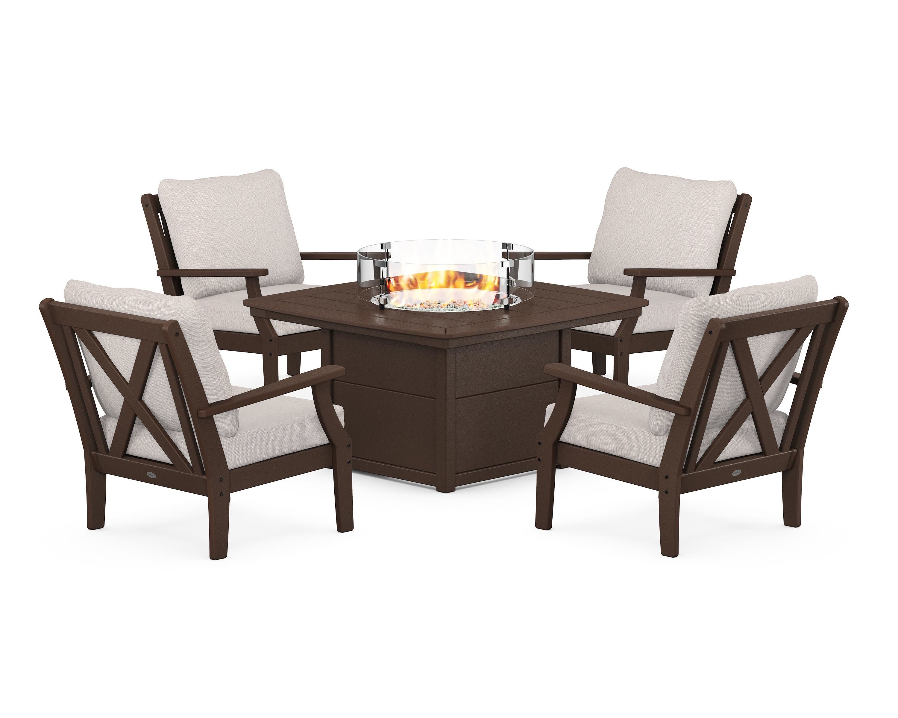 Braxton 5-Piece Deep Seating Conversation Set with Fire Pit Table