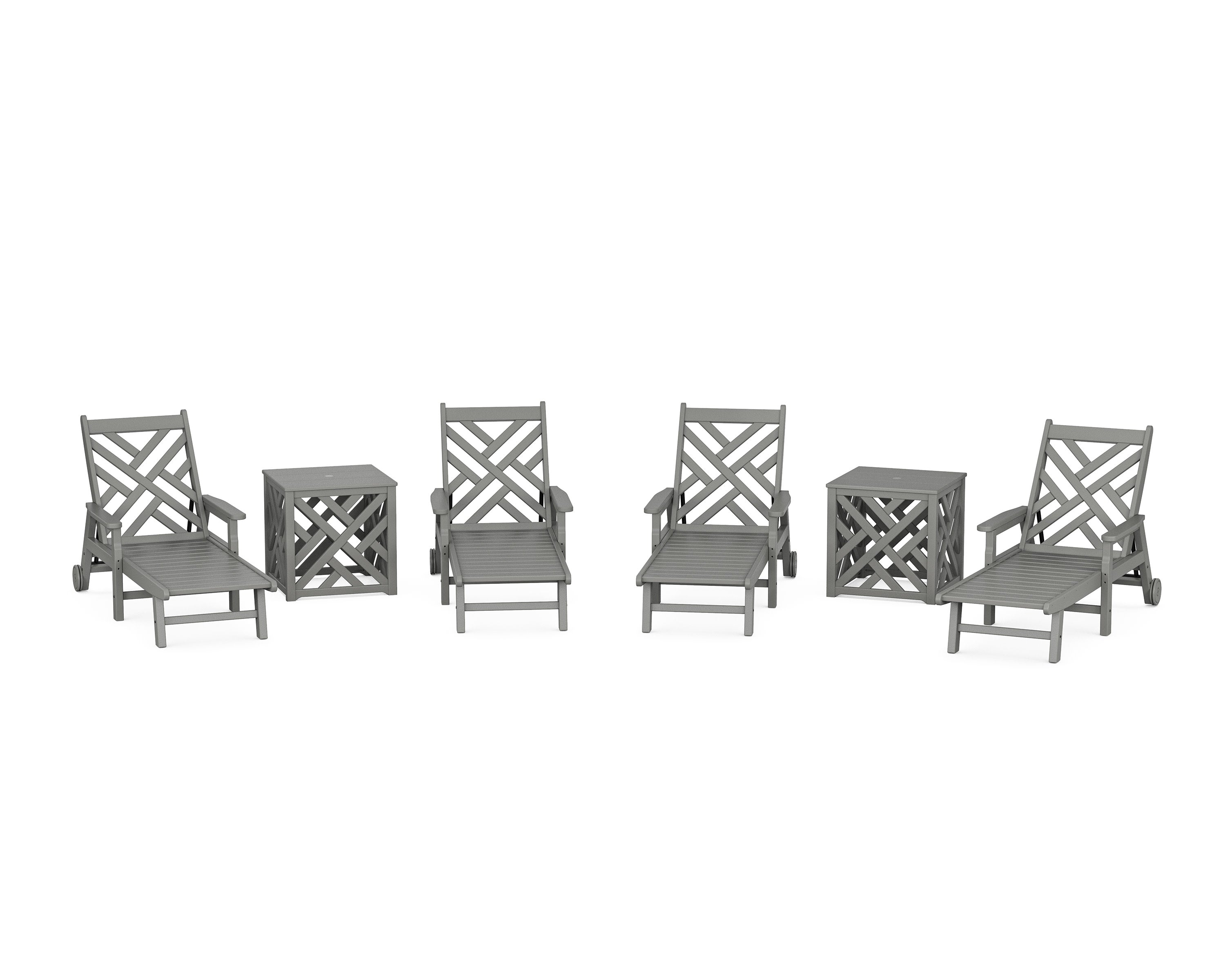 Chippendale 6-Piece Chaise Set with Umbrella Stand Accent Table