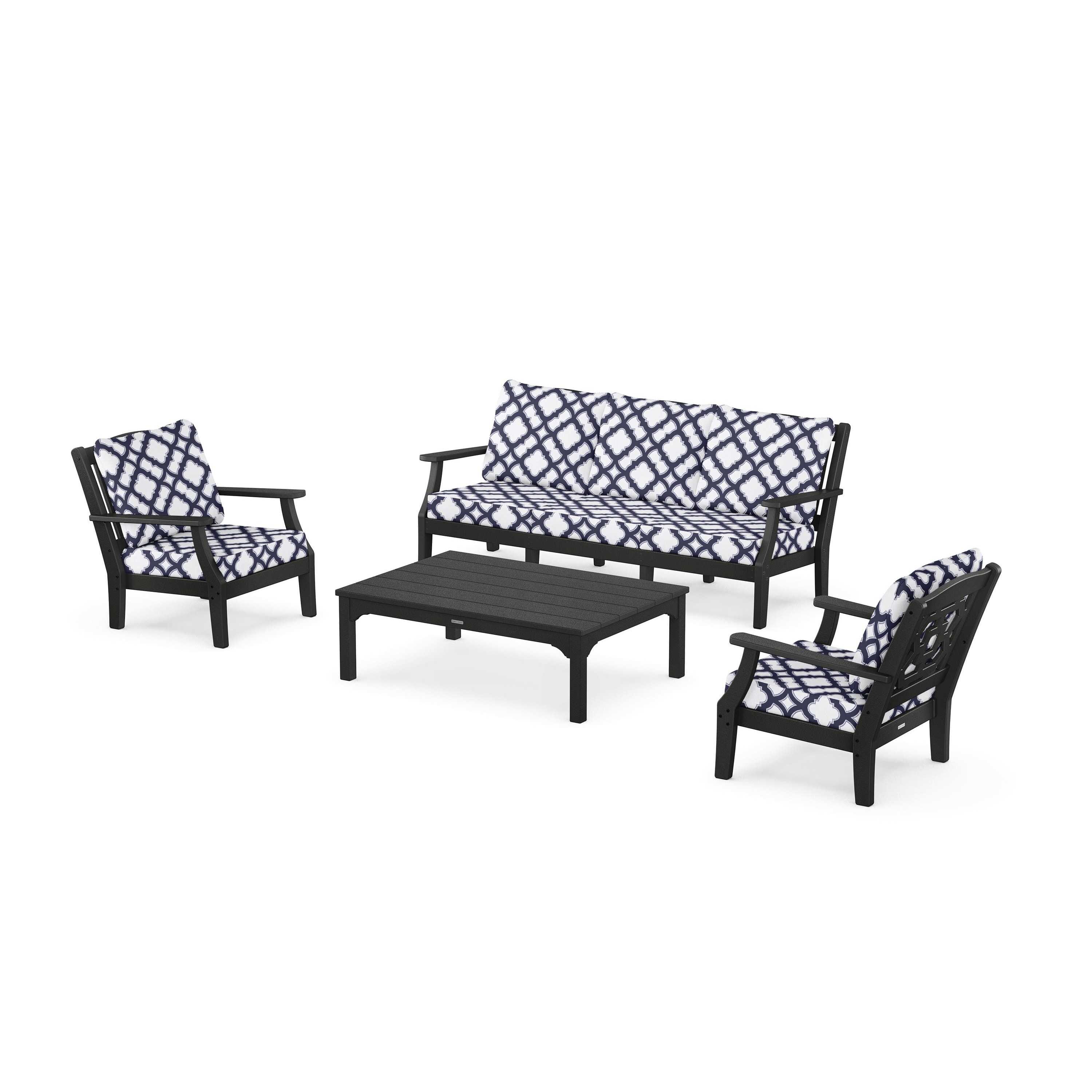 Chinoiserie 4-Piece Deep Seating Set with Sofa