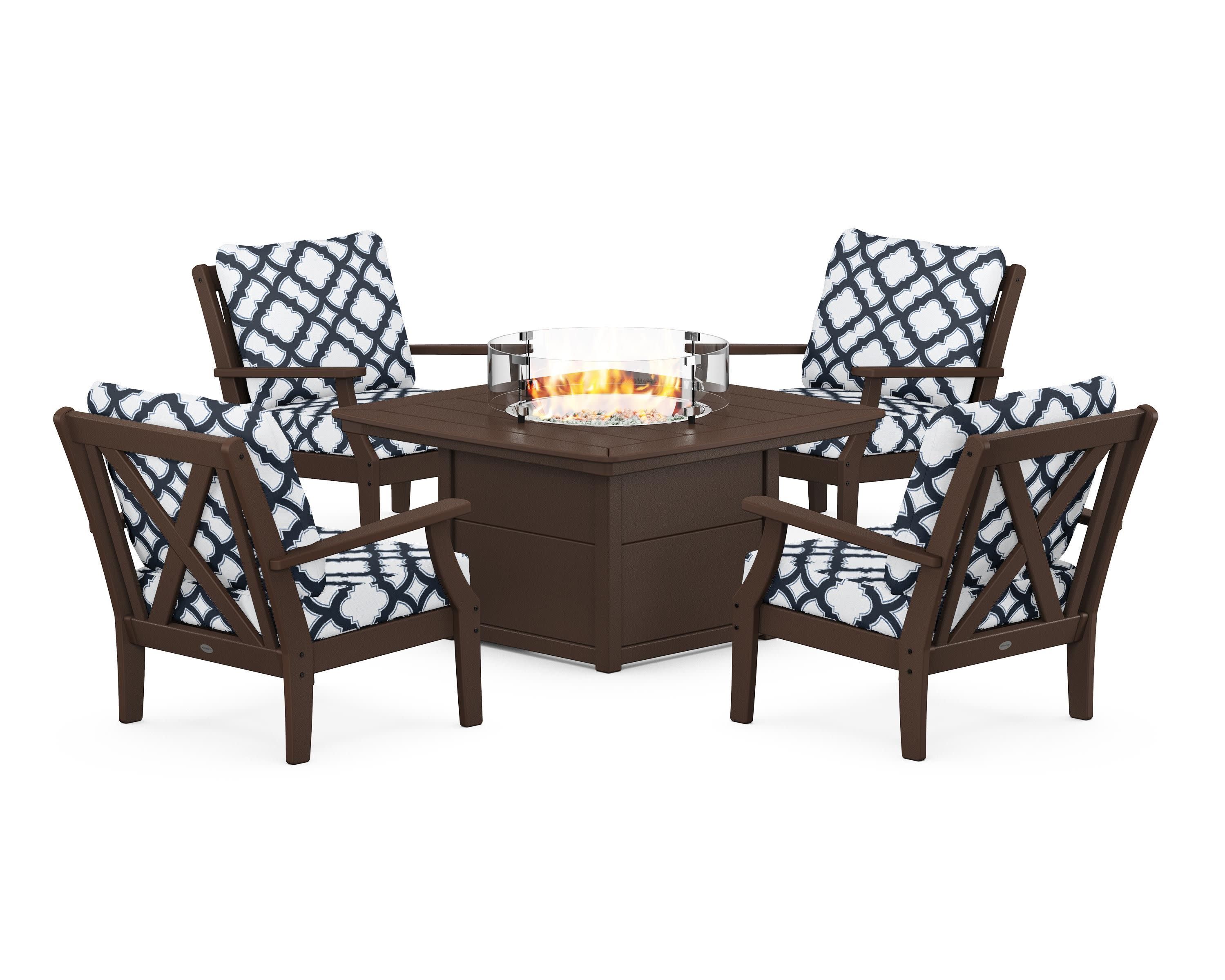 Braxton 5-Piece Deep Seating Conversation Set with Fire Pit Table