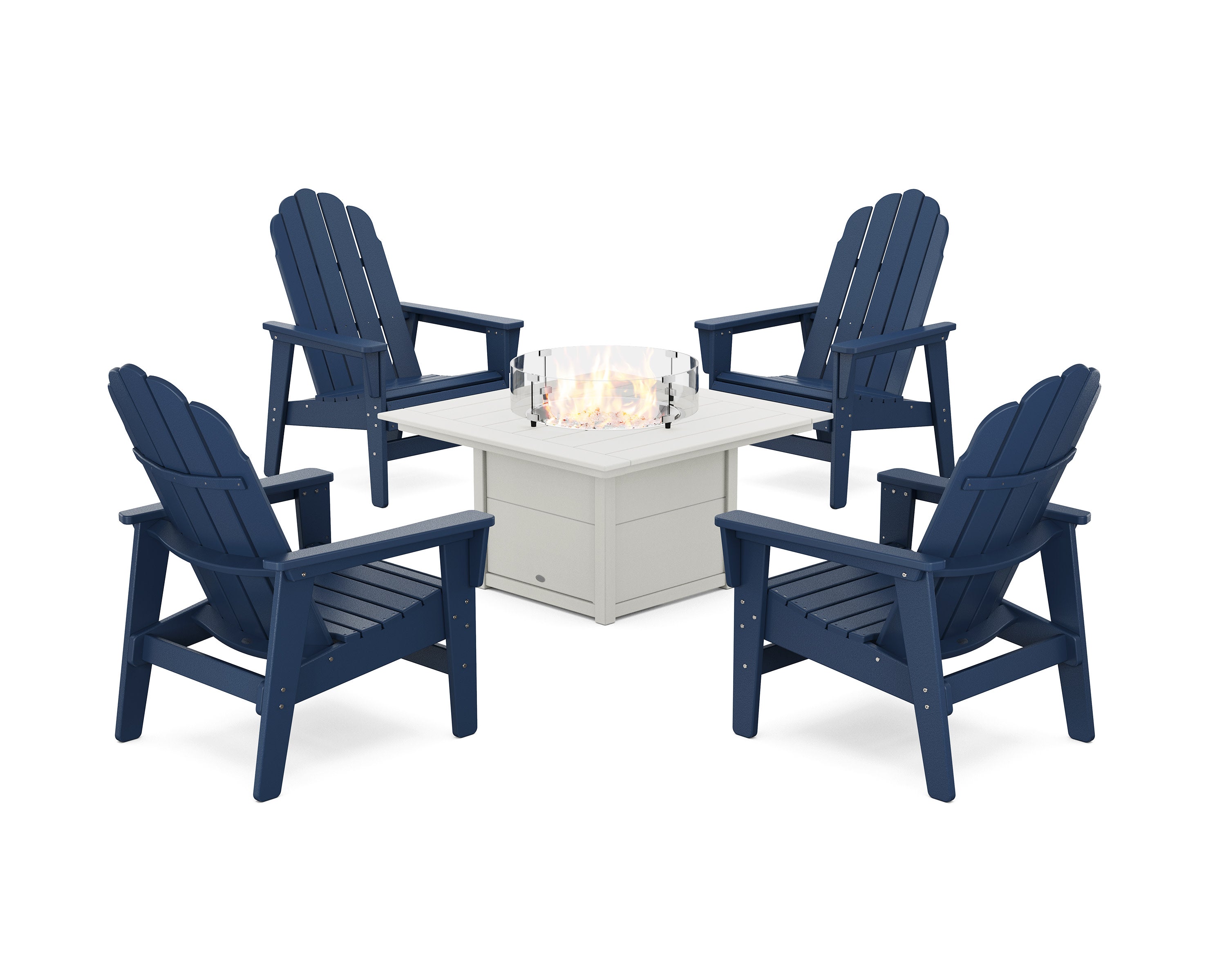 5-Piece Vineyard Grand Upright Adirondack Conversation Set with Fire Pit Table
