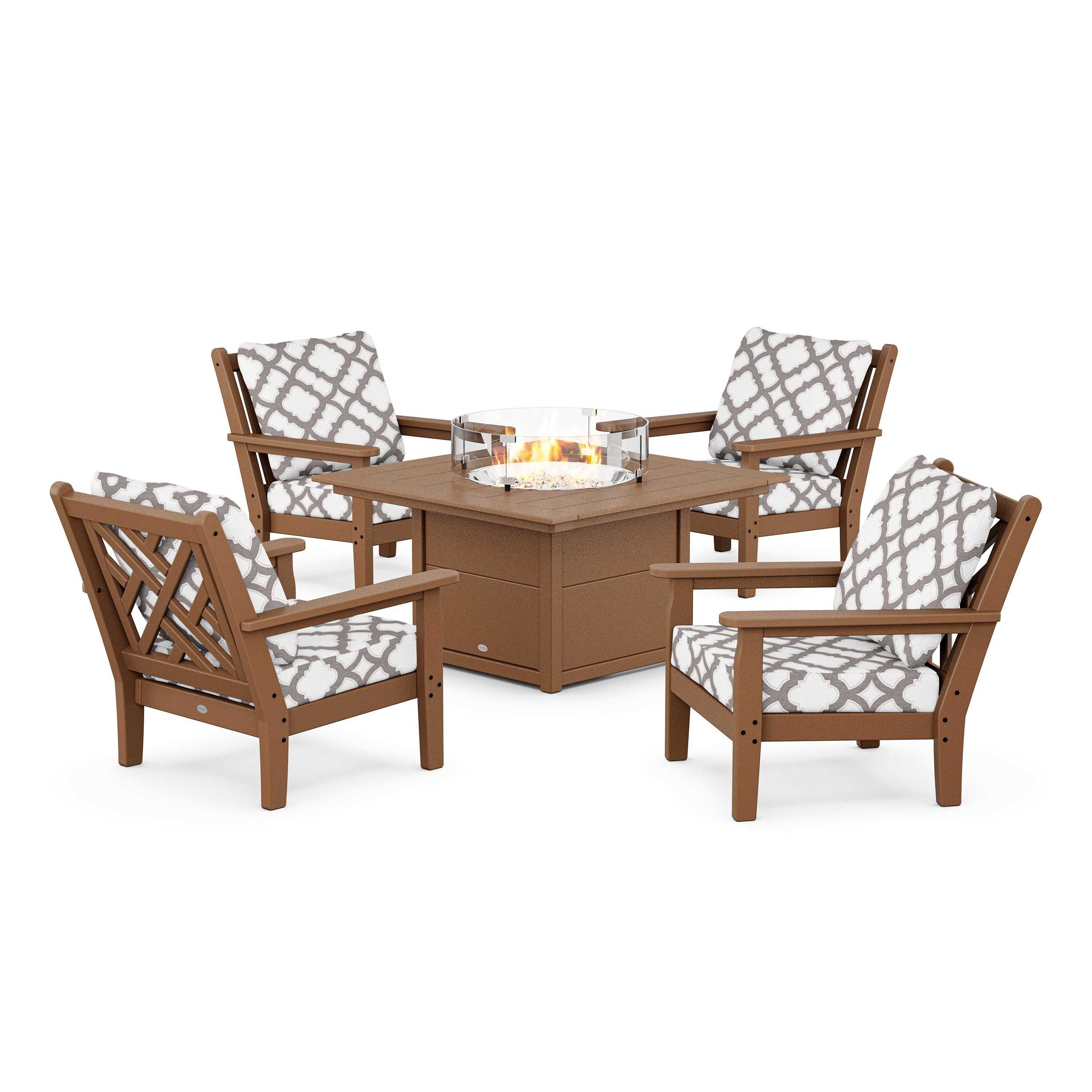 Chippendale 5-Piece Deep Seating Set with Fire Pit Table