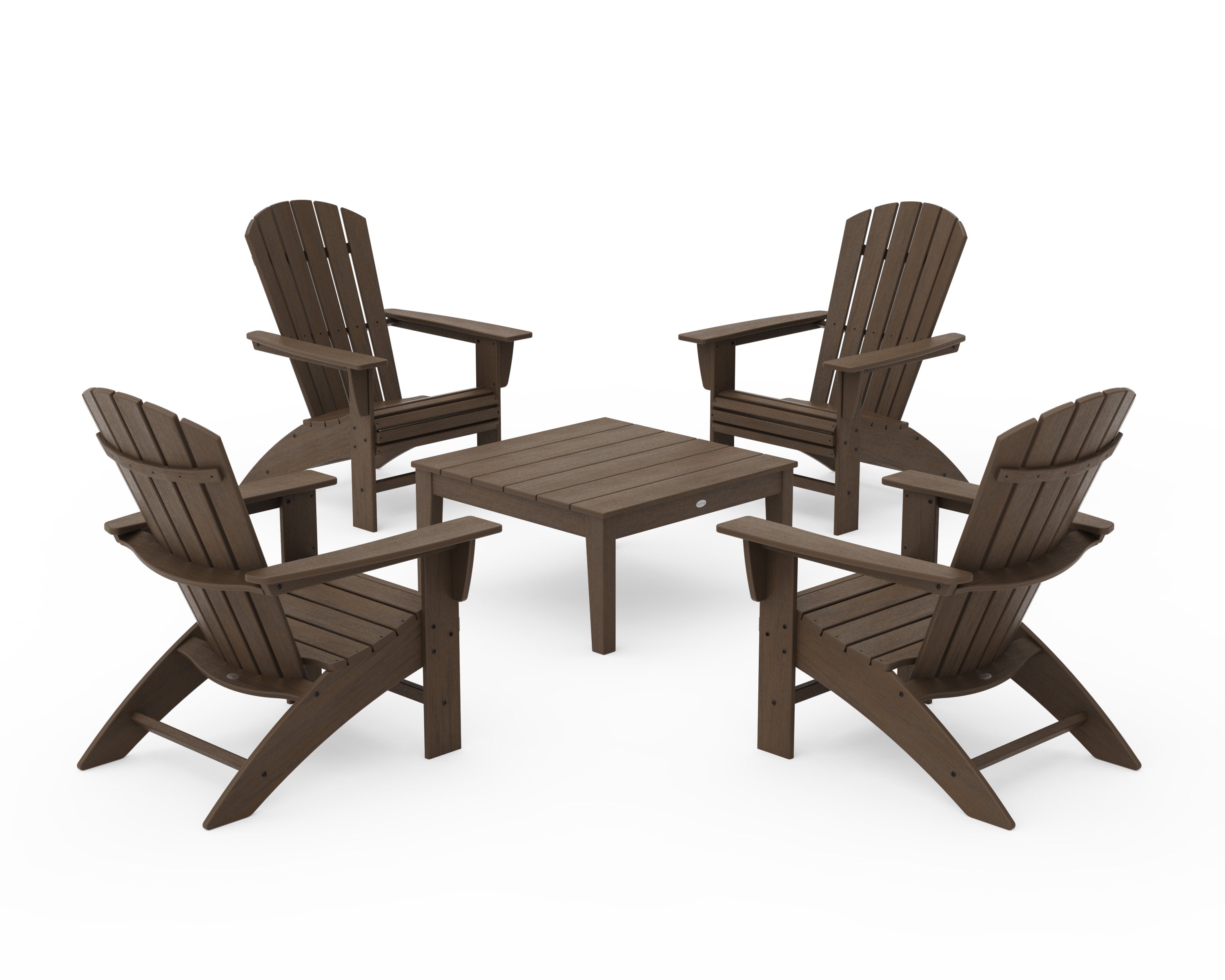 5-Piece Nautical Curveback Adirondack Chair Conversation Set with 36" Conversation Table