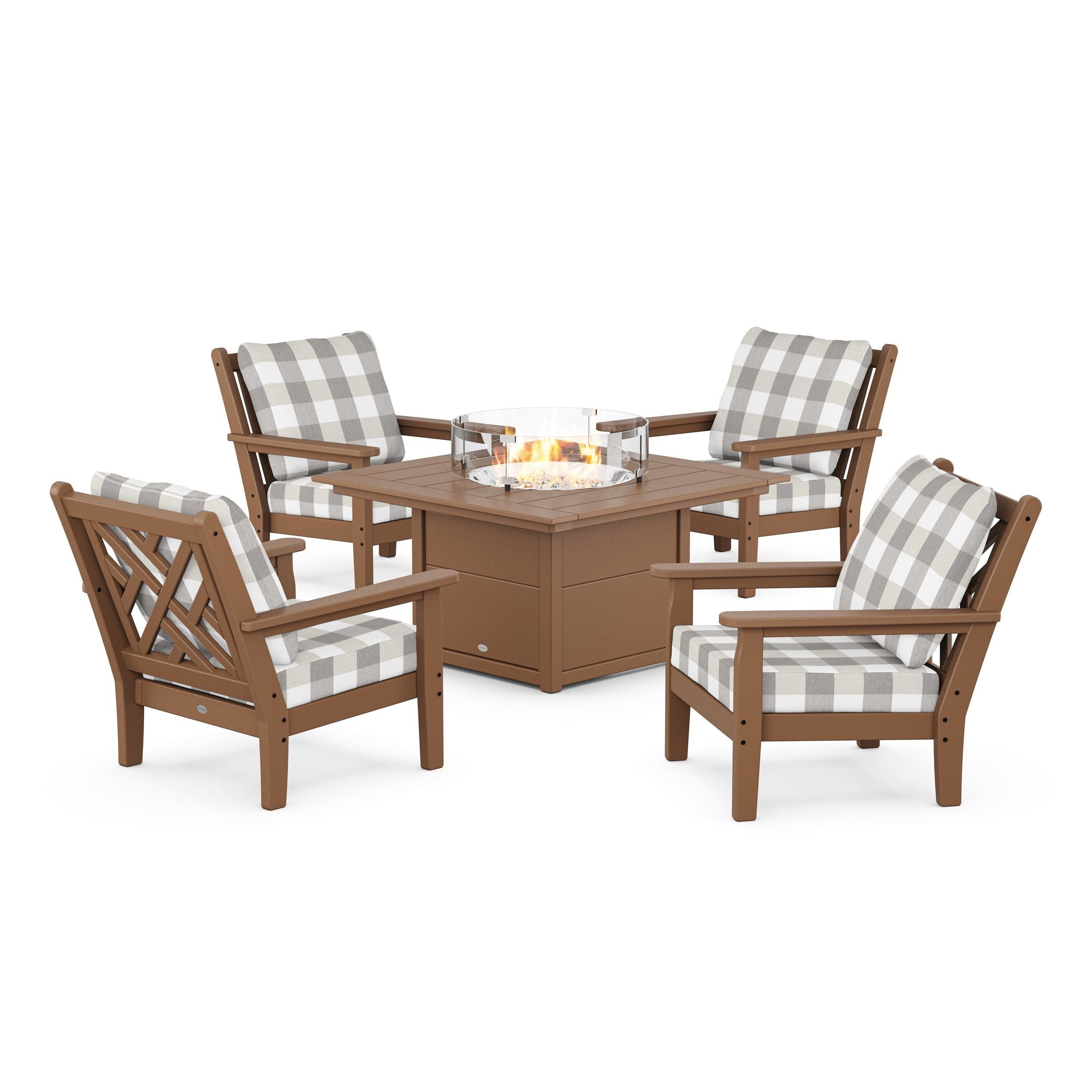 Chippendale 5-Piece Deep Seating Set with Fire Pit Table