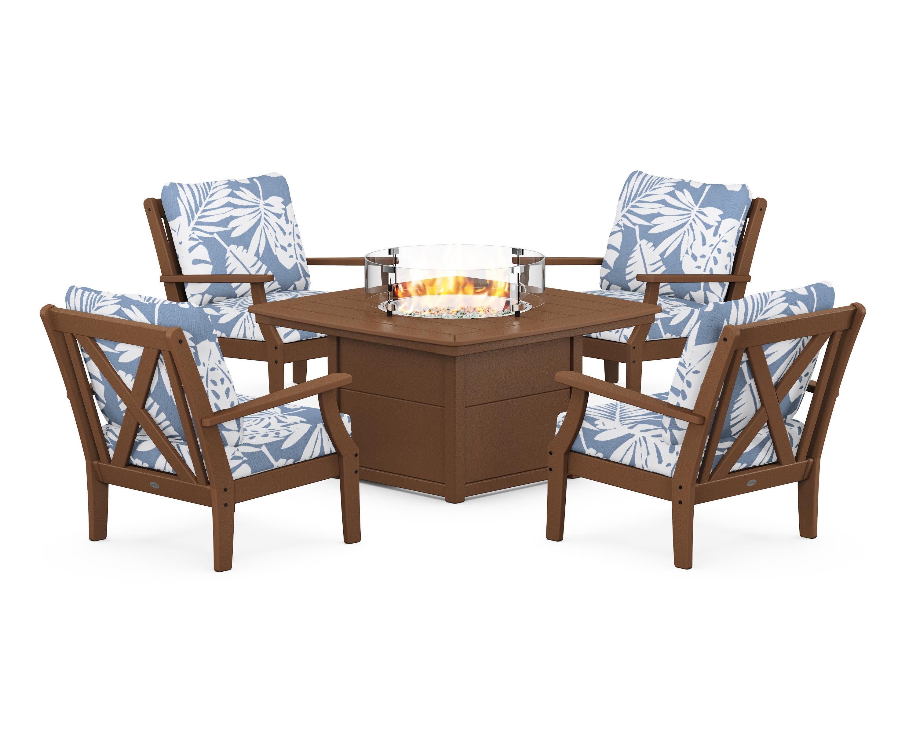 Braxton 5-Piece Deep Seating Conversation Set with Fire Pit Table