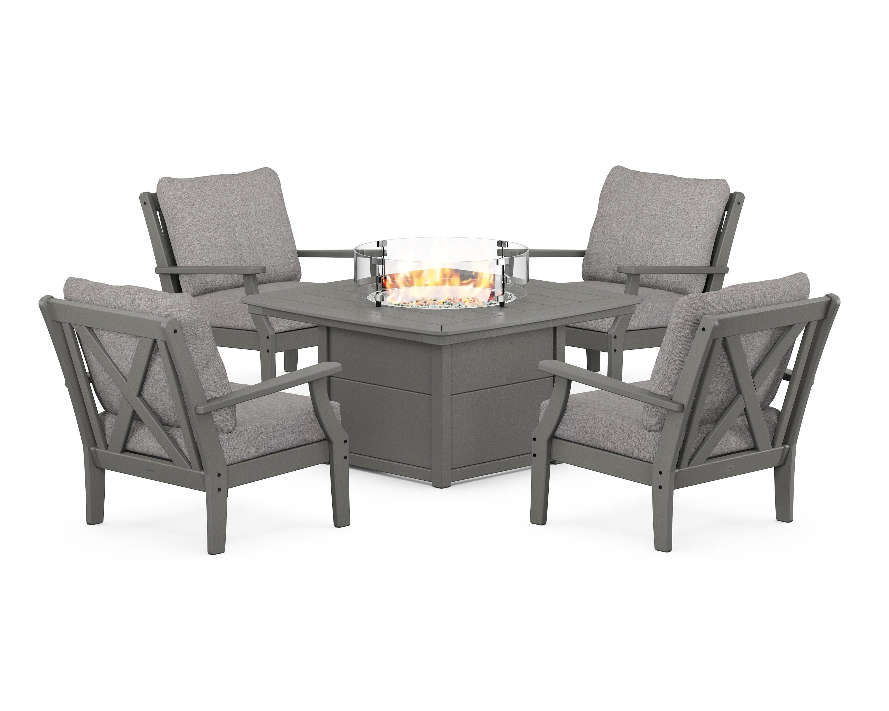 Braxton 5-Piece Deep Seating Conversation Set with Fire Pit Table