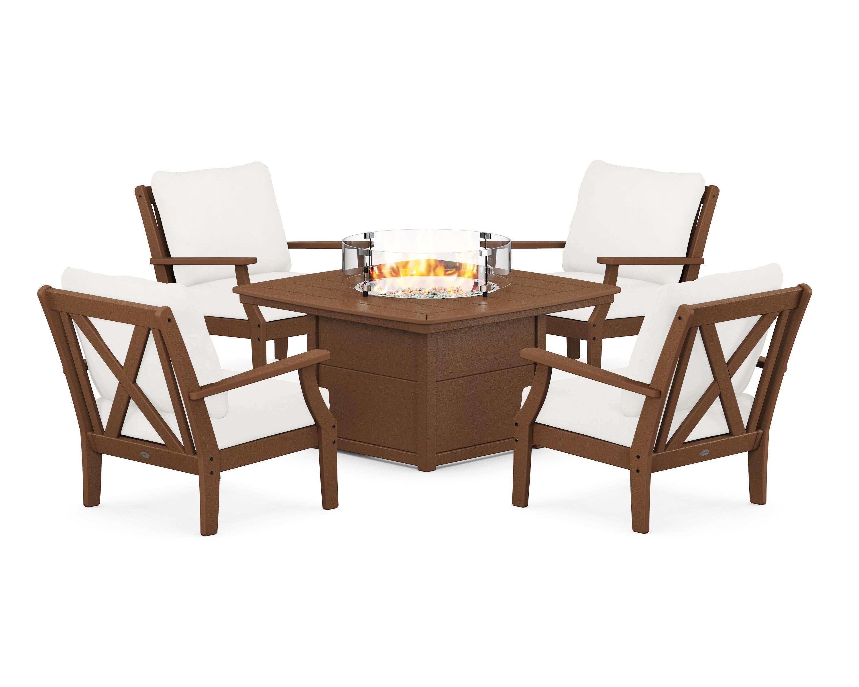 Braxton 5-Piece Deep Seating Conversation Set with Fire Pit Table