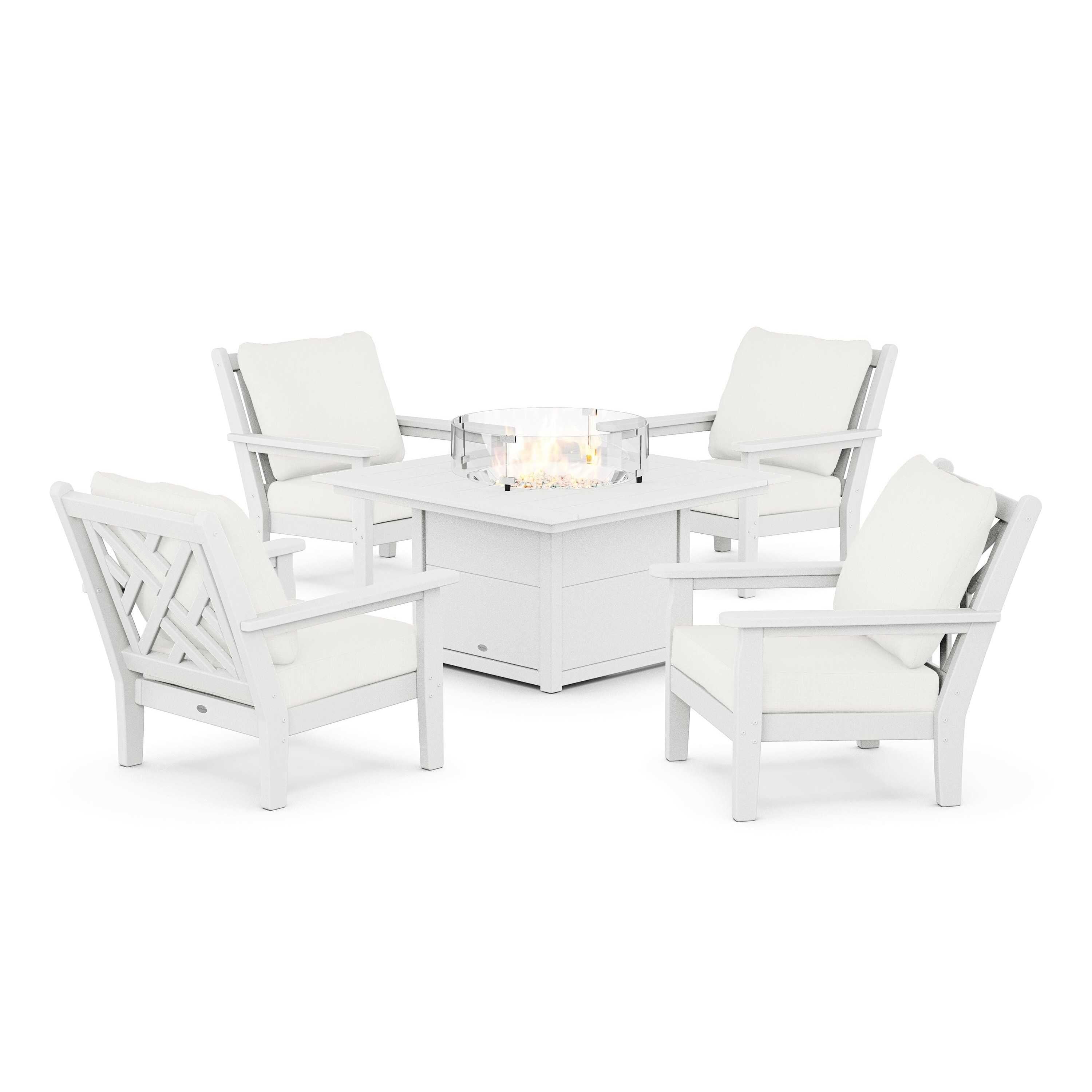 Chippendale 5-Piece Deep Seating Set with Fire Pit Table