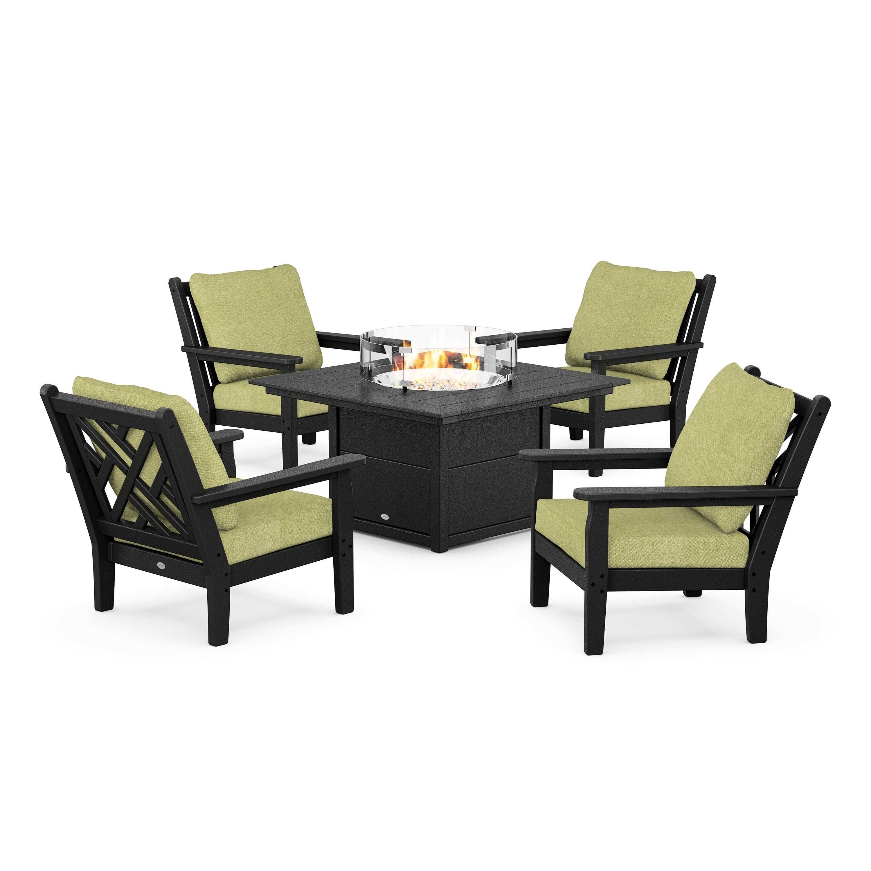 Chippendale 5-Piece Deep Seating Set with Fire Pit Table