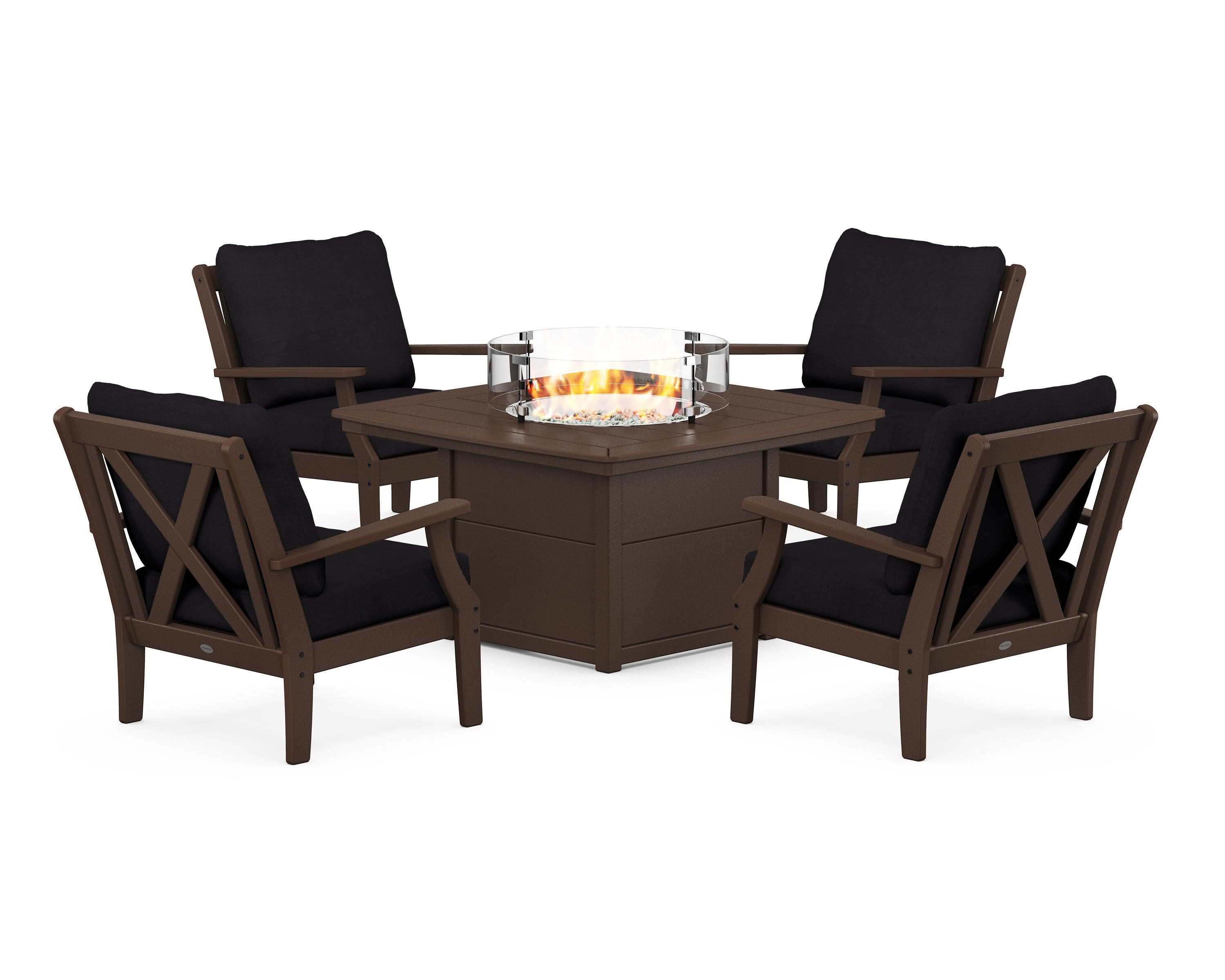 Braxton 5-Piece Deep Seating Conversation Set with Fire Pit Table