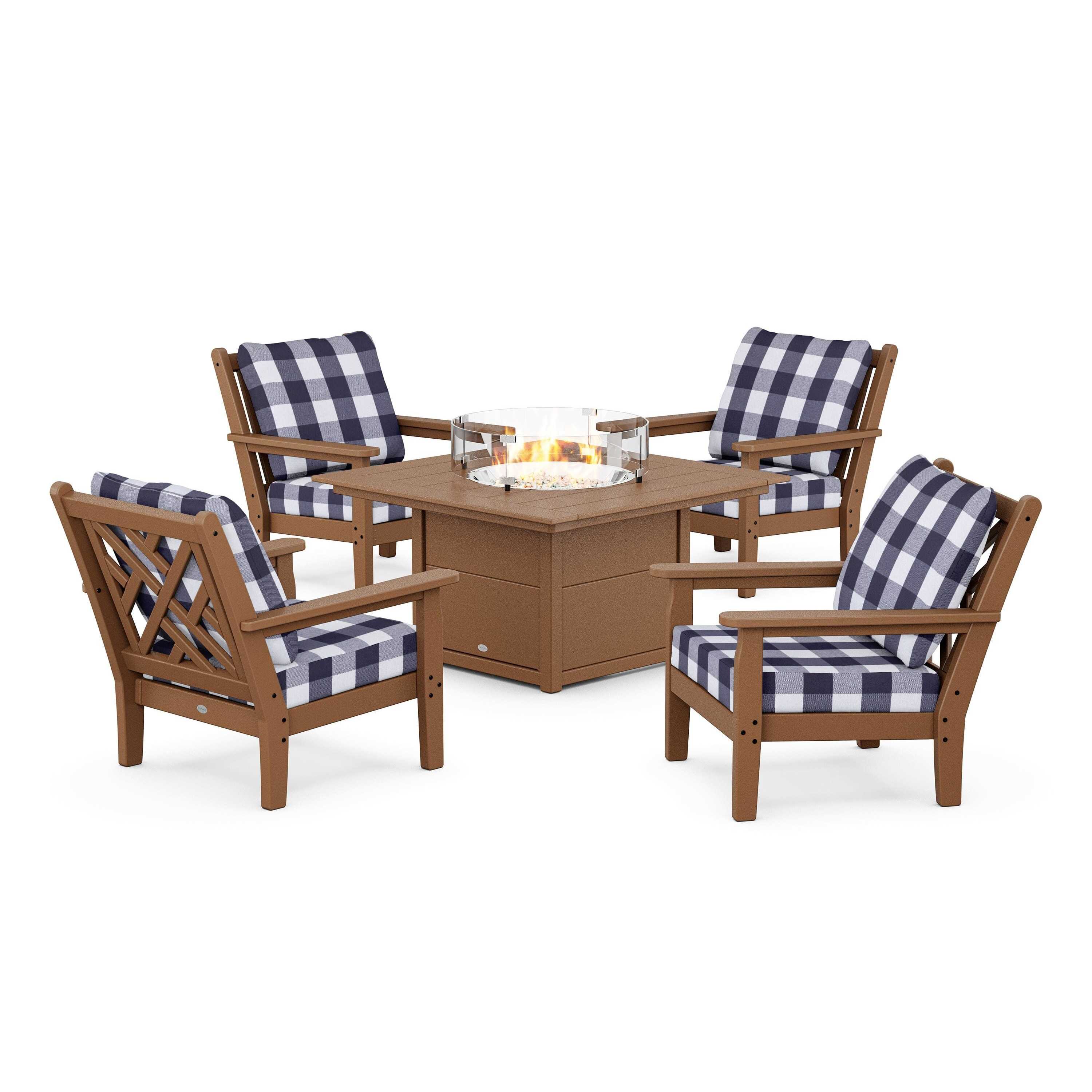 Chippendale 5-Piece Deep Seating Set with Fire Pit Table