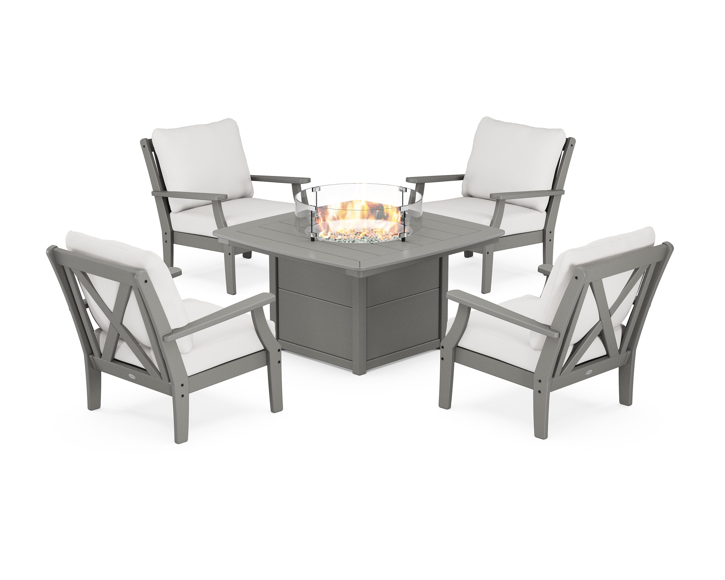 Braxton 5-Piece Deep Seating Conversation Set with Fire Pit Table