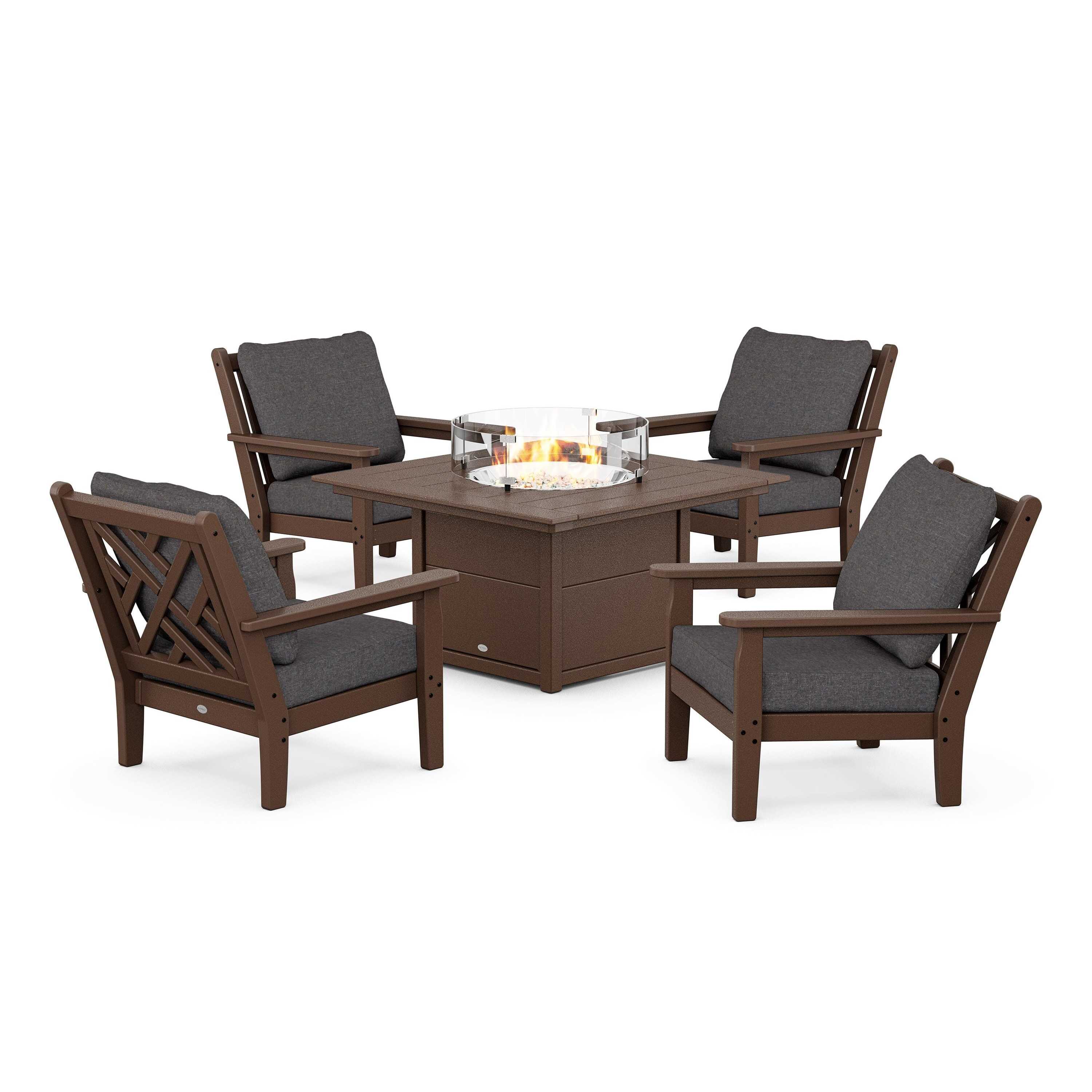Chippendale 5-Piece Deep Seating Set with Fire Pit Table