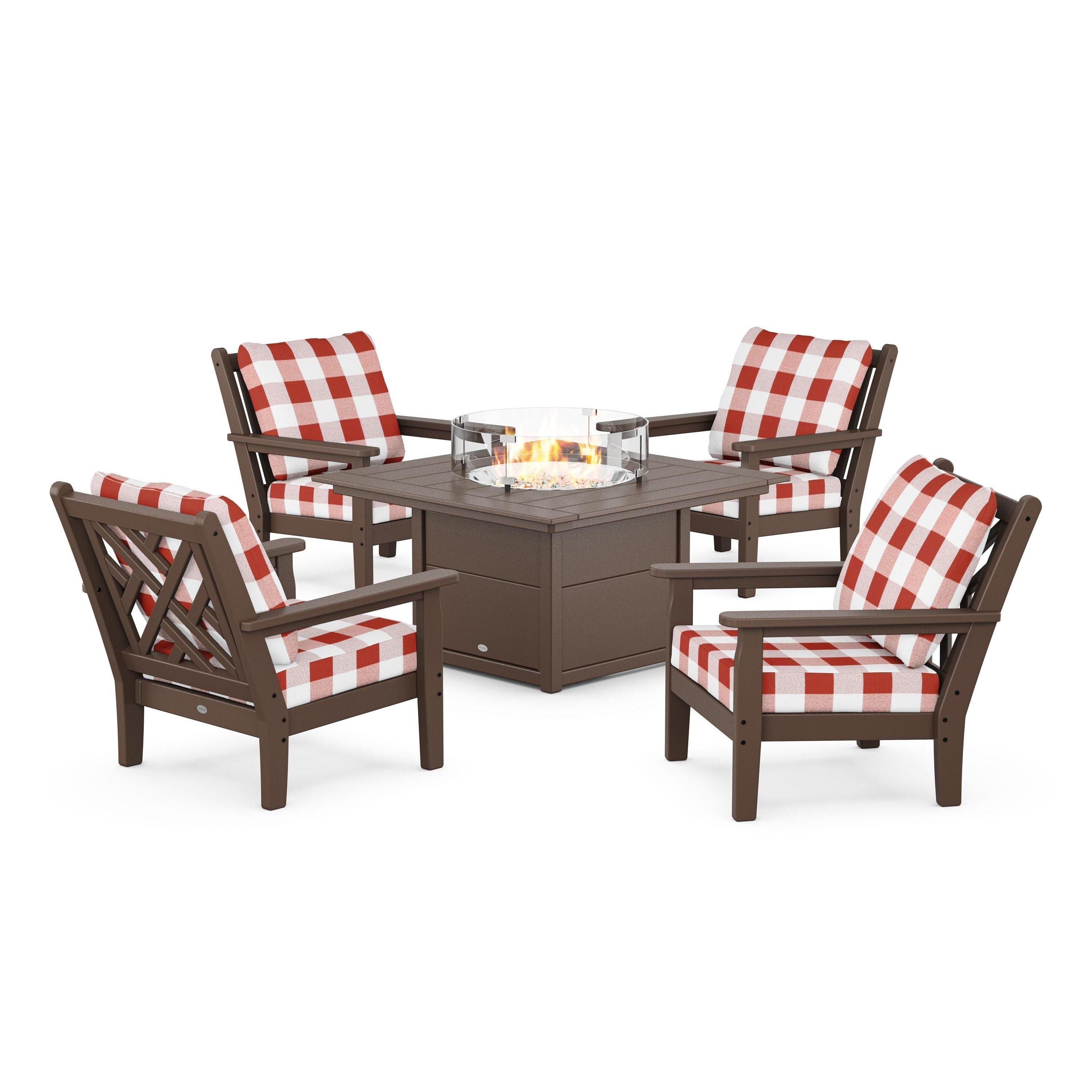 Chippendale 5-Piece Deep Seating Set with Fire Pit Table