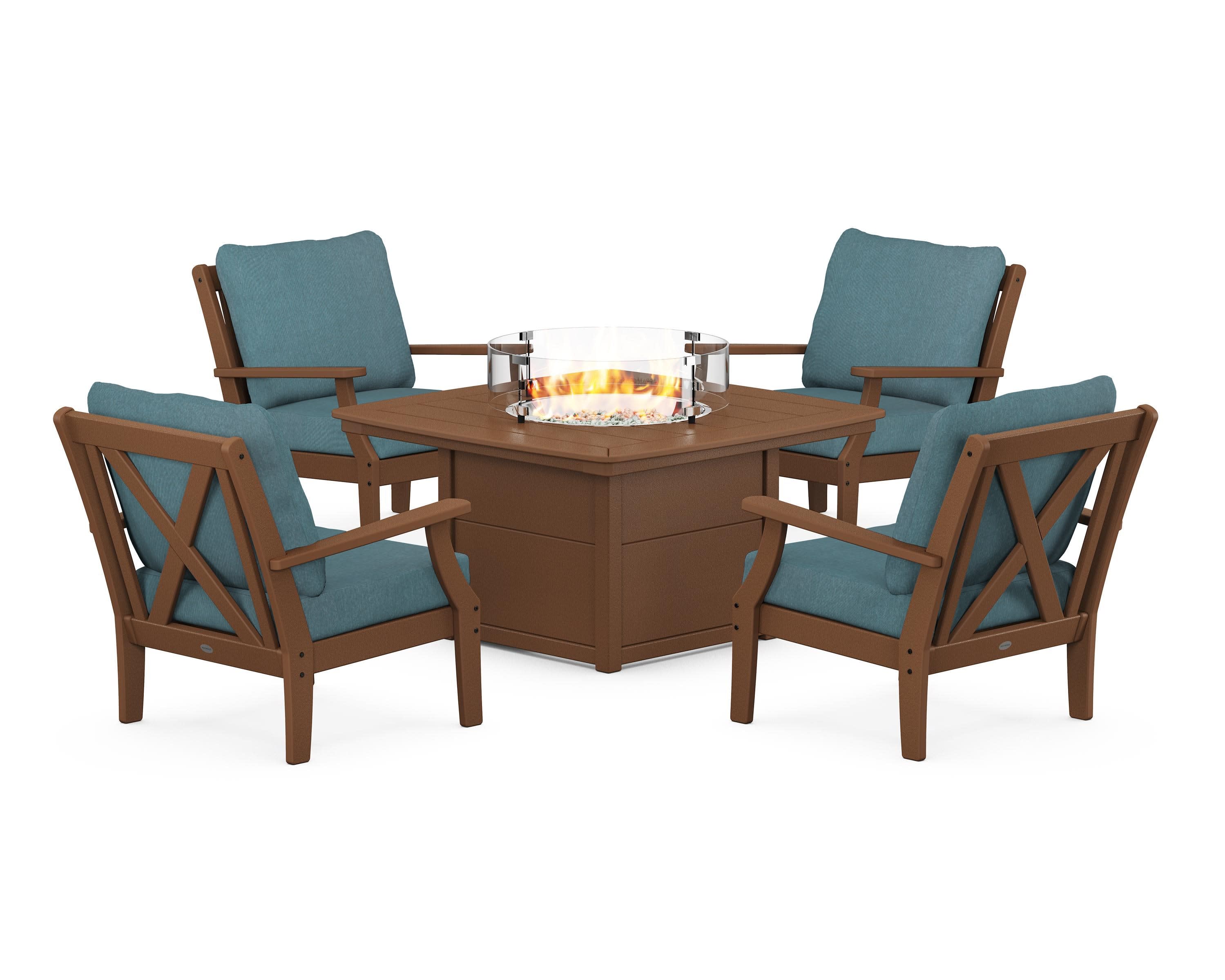 Braxton 5-Piece Deep Seating Conversation Set with Fire Pit Table