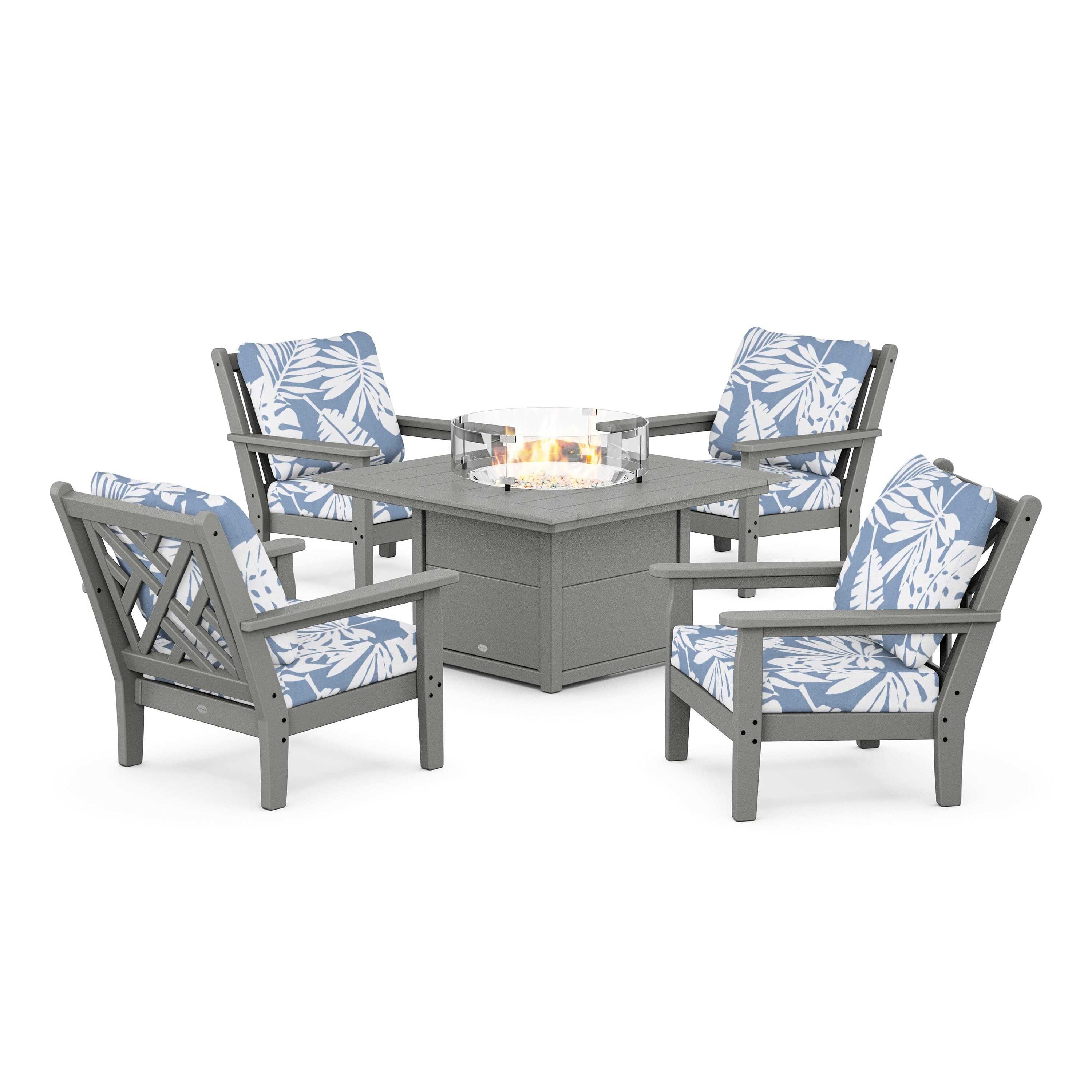 Chippendale 5-Piece Deep Seating Set with Fire Pit Table