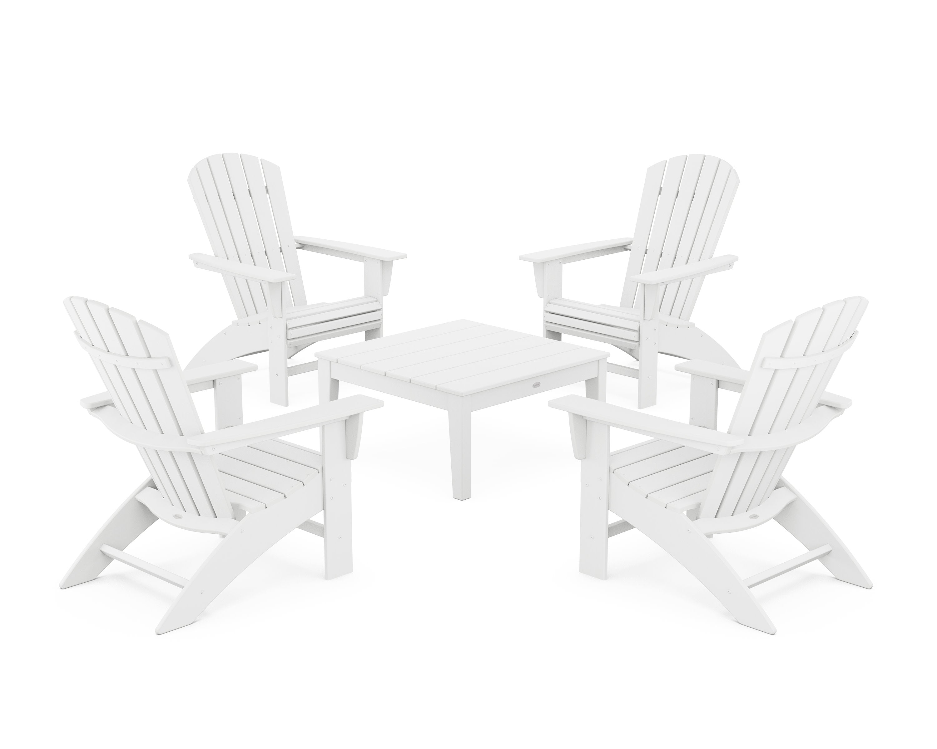 5-Piece Nautical Curveback Adirondack Chair Conversation Set with 36" Conversation Table