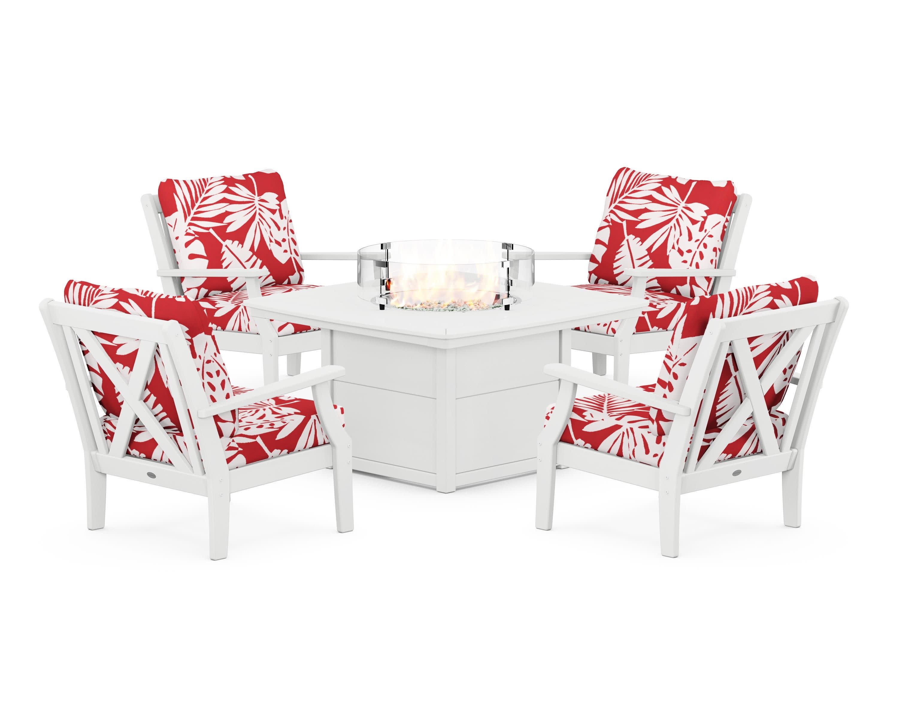 Braxton 5-Piece Deep Seating Conversation Set with Fire Pit Table