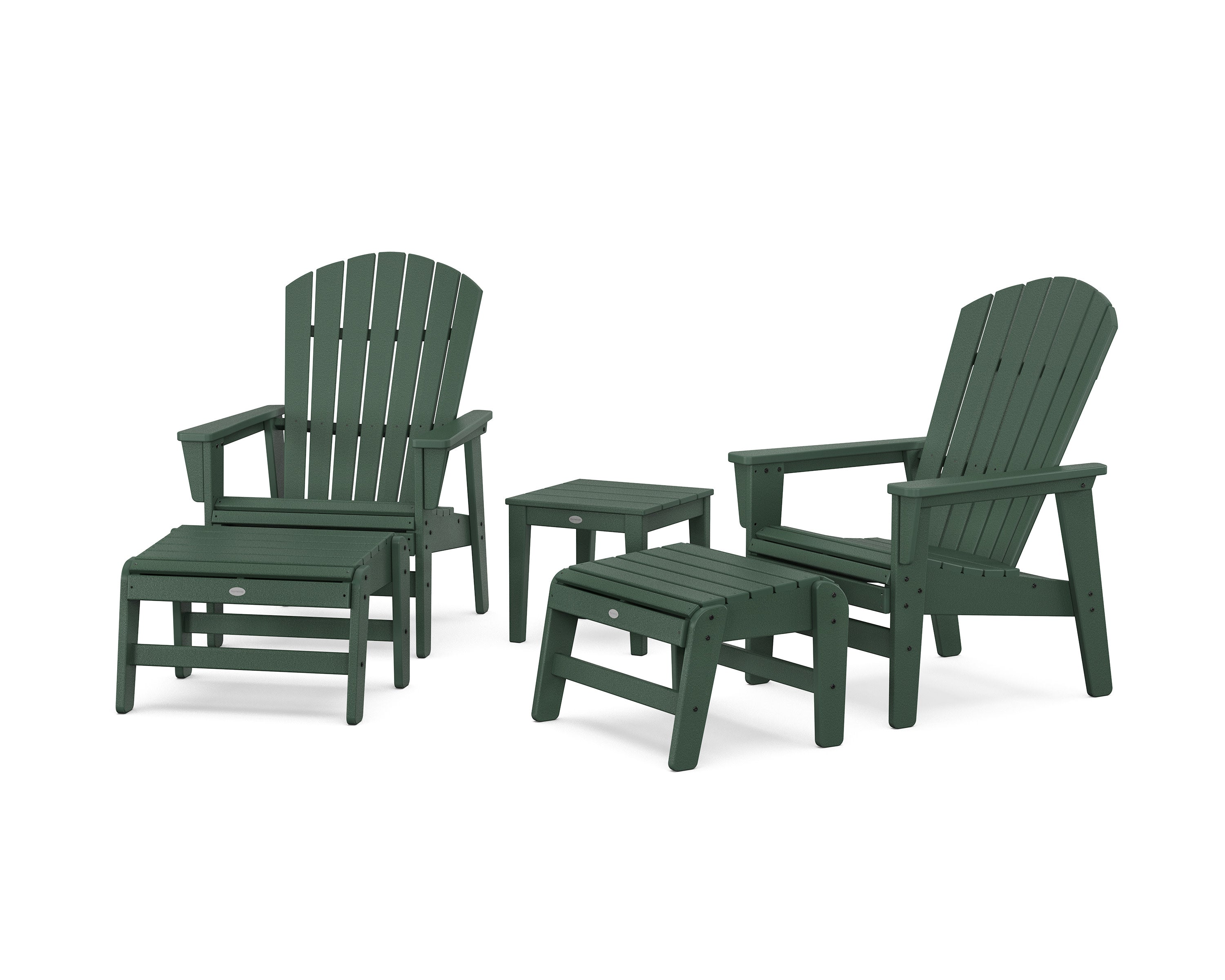 5-Piece Nautical Grand Upright Adirondack Set with Ottomans and Side Table