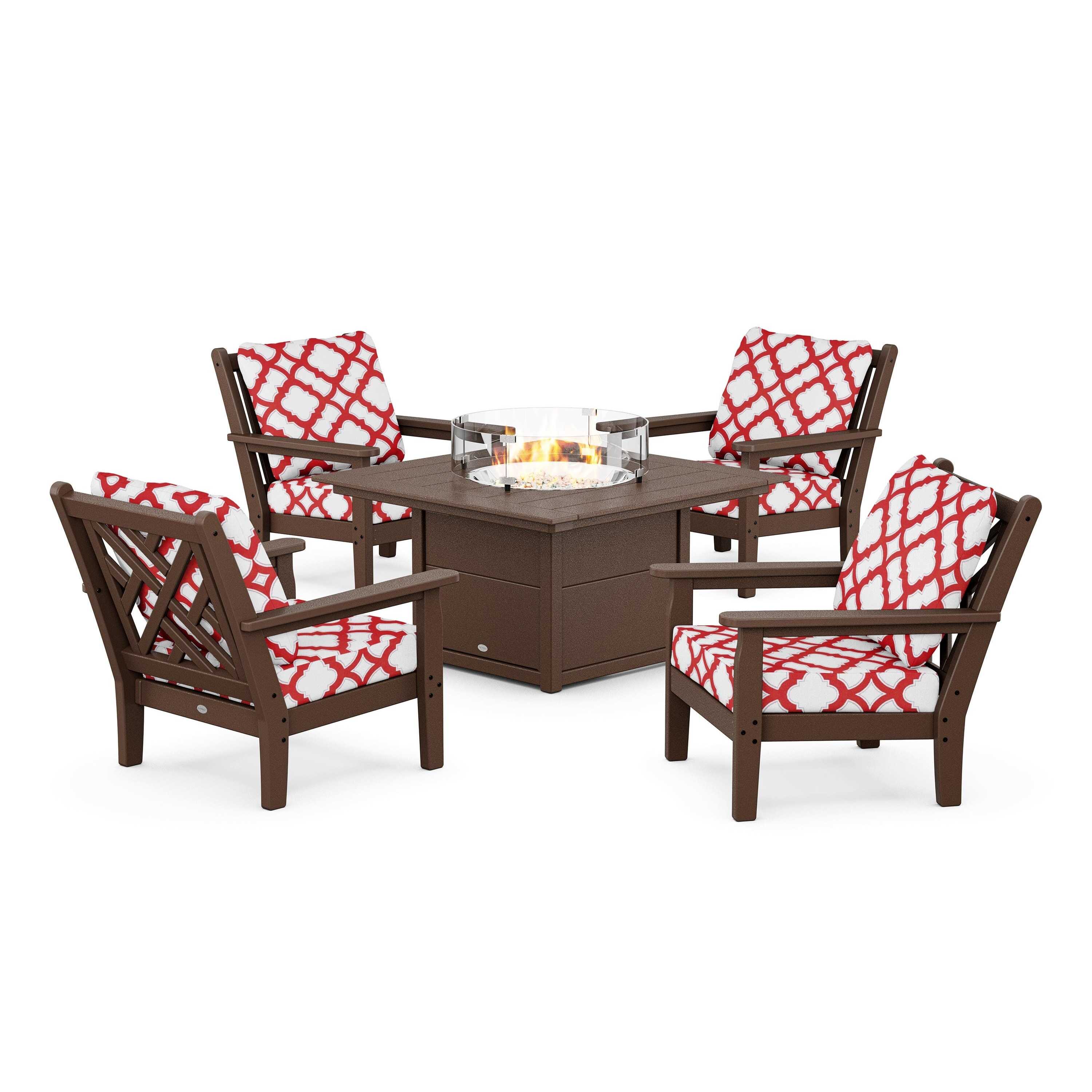 Chippendale 5-Piece Deep Seating Set with Fire Pit Table