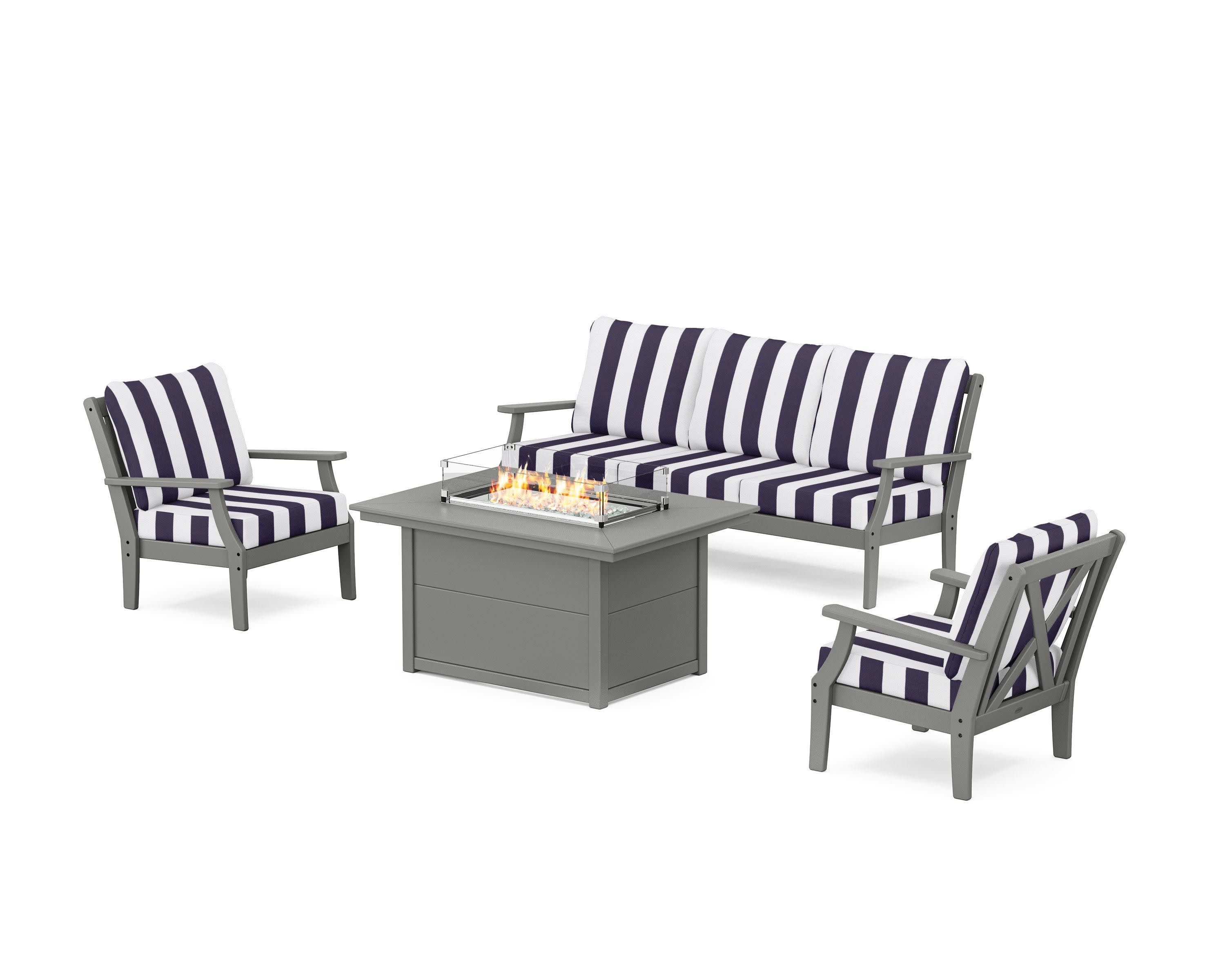 Braxton Deep Seating Fire Pit Table Set