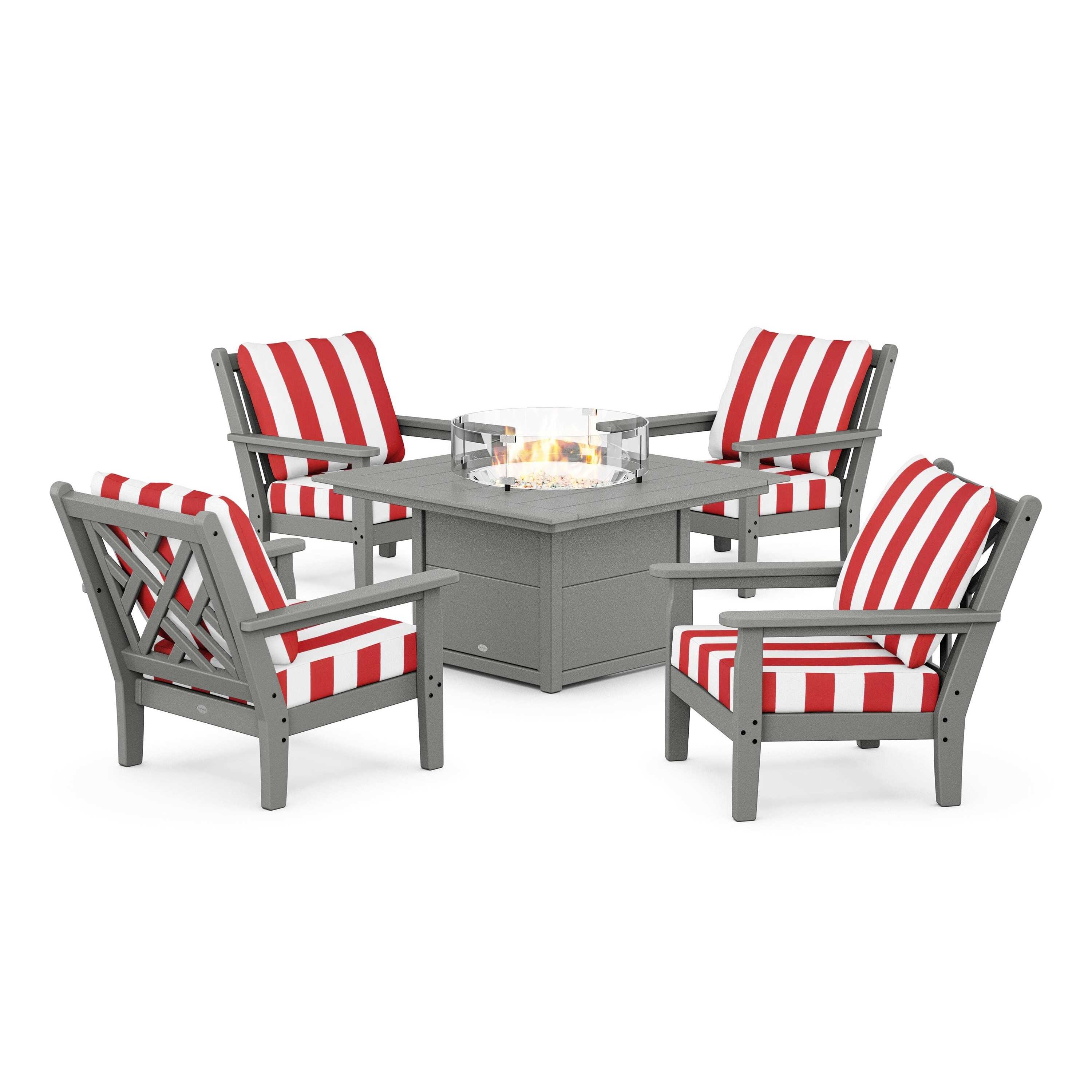 Chippendale 5-Piece Deep Seating Set with Fire Pit Table