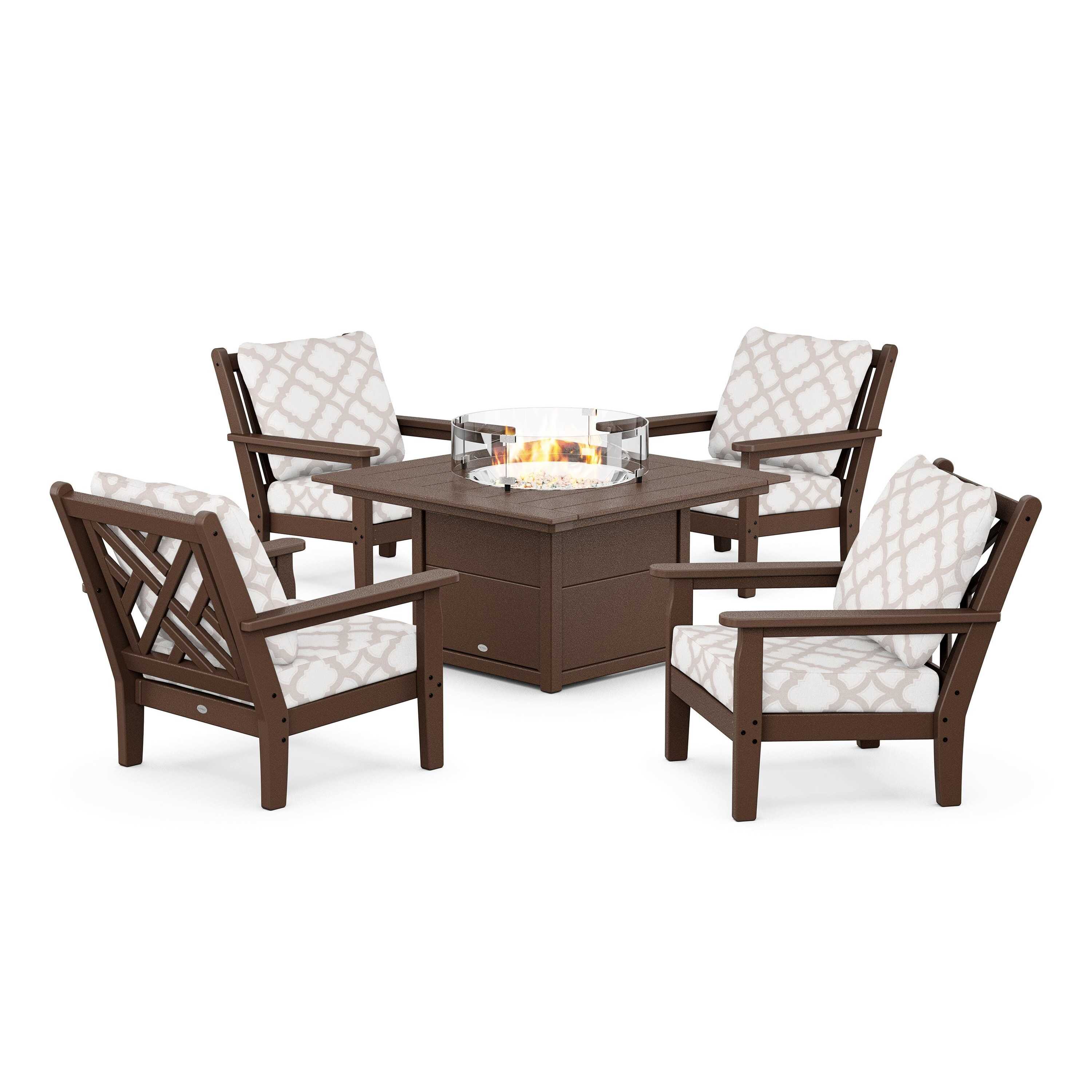 Chippendale 5-Piece Deep Seating Set with Fire Pit Table