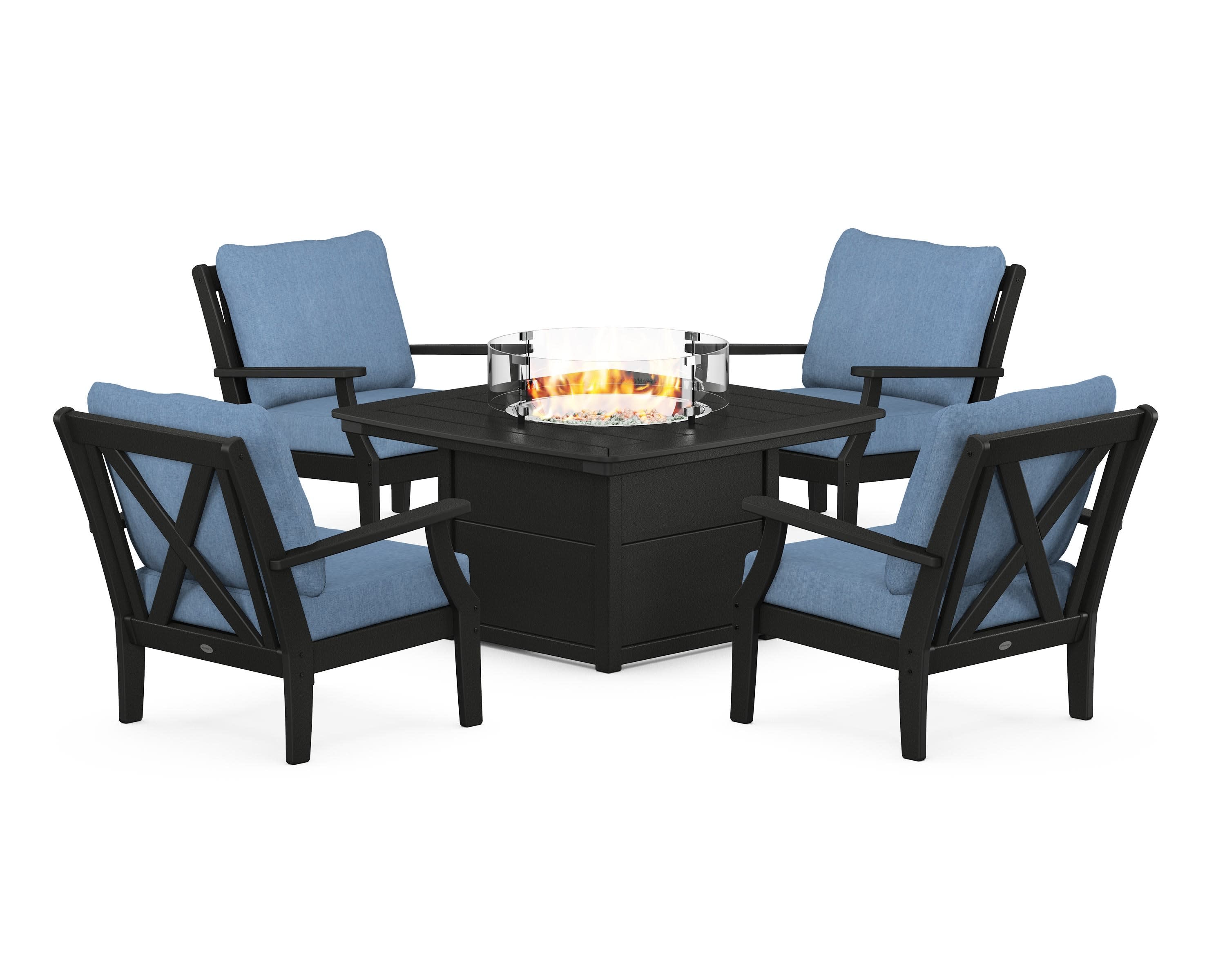 Braxton 5-Piece Deep Seating Conversation Set with Fire Pit Table