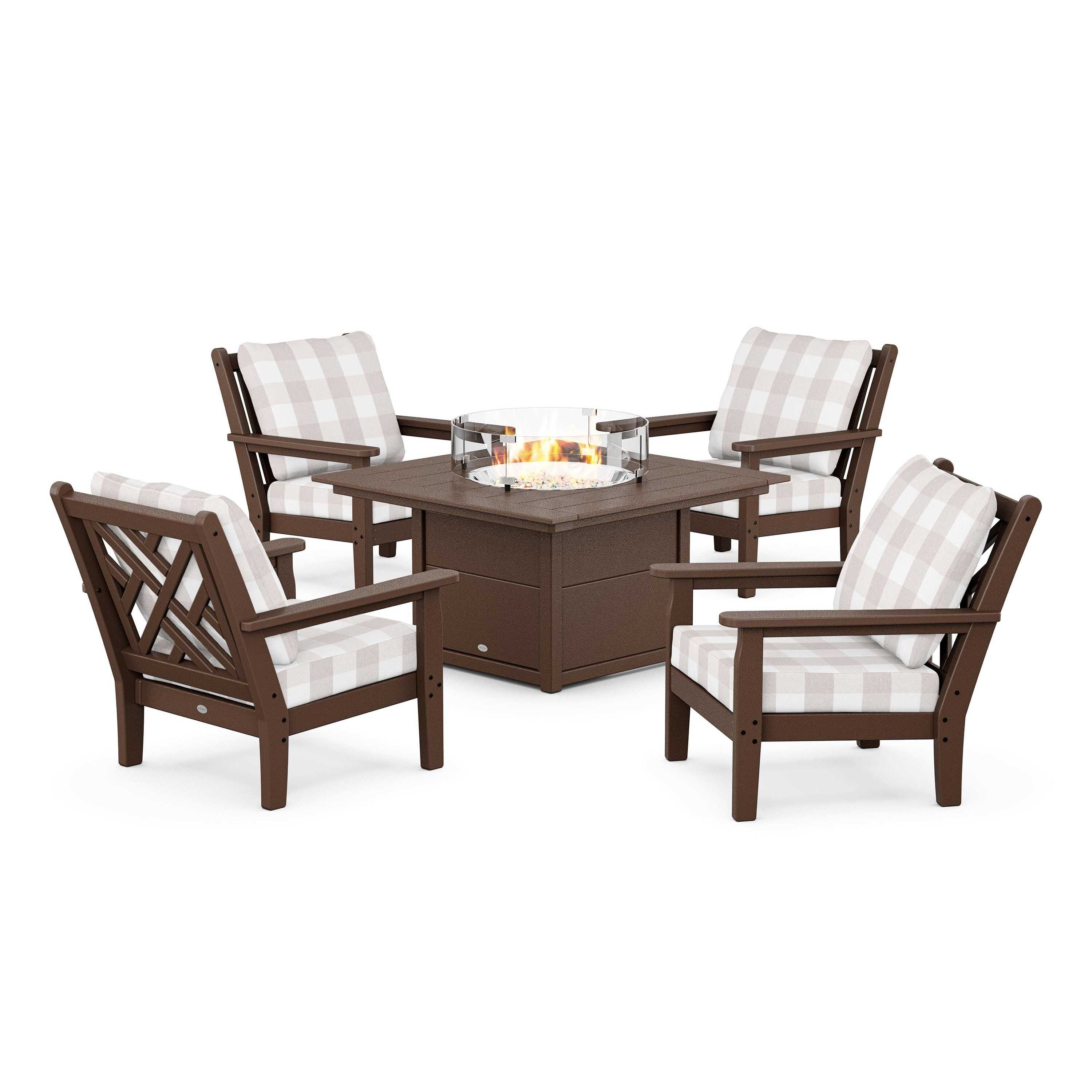 Chippendale 5-Piece Deep Seating Set with Fire Pit Table