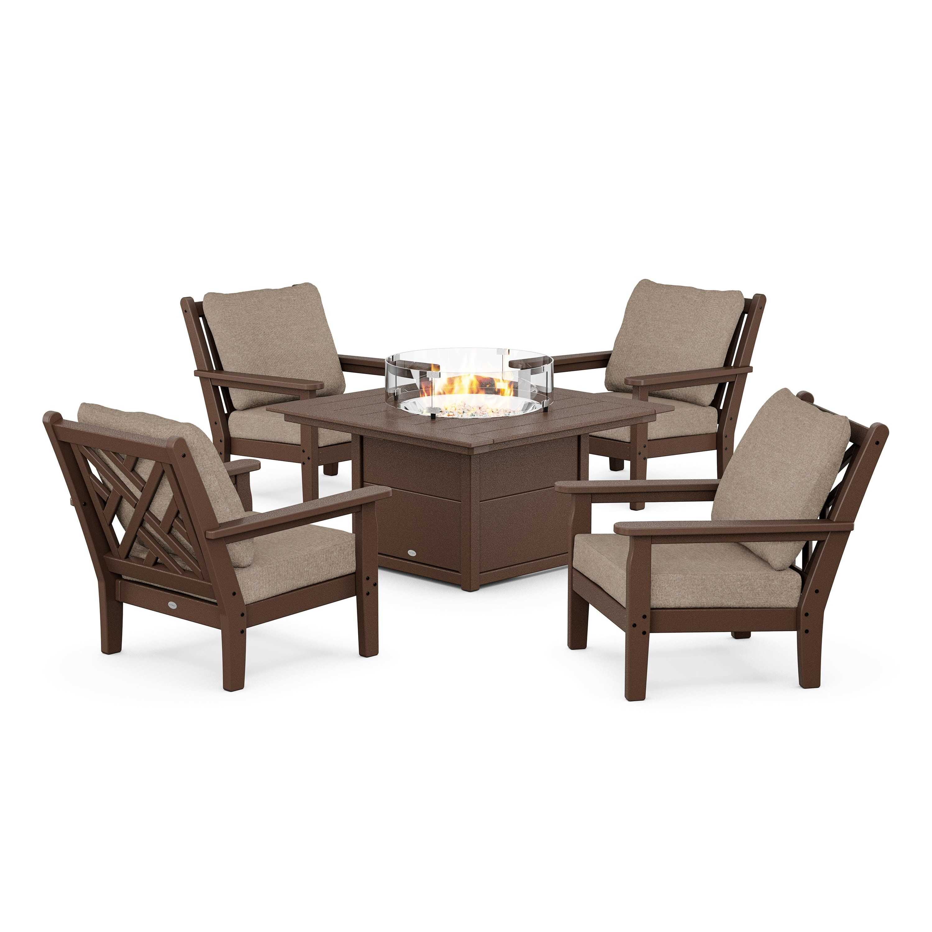 Chippendale 5-Piece Deep Seating Set with Fire Pit Table