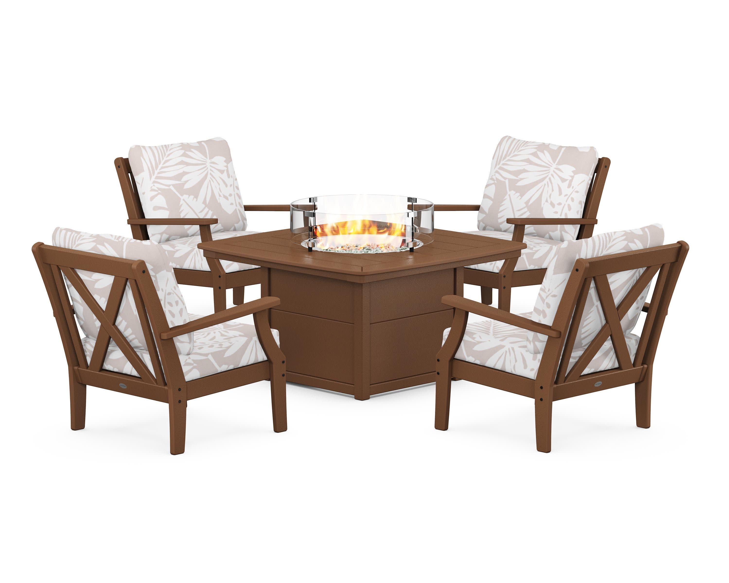 Braxton 5-Piece Deep Seating Conversation Set with Fire Pit Table