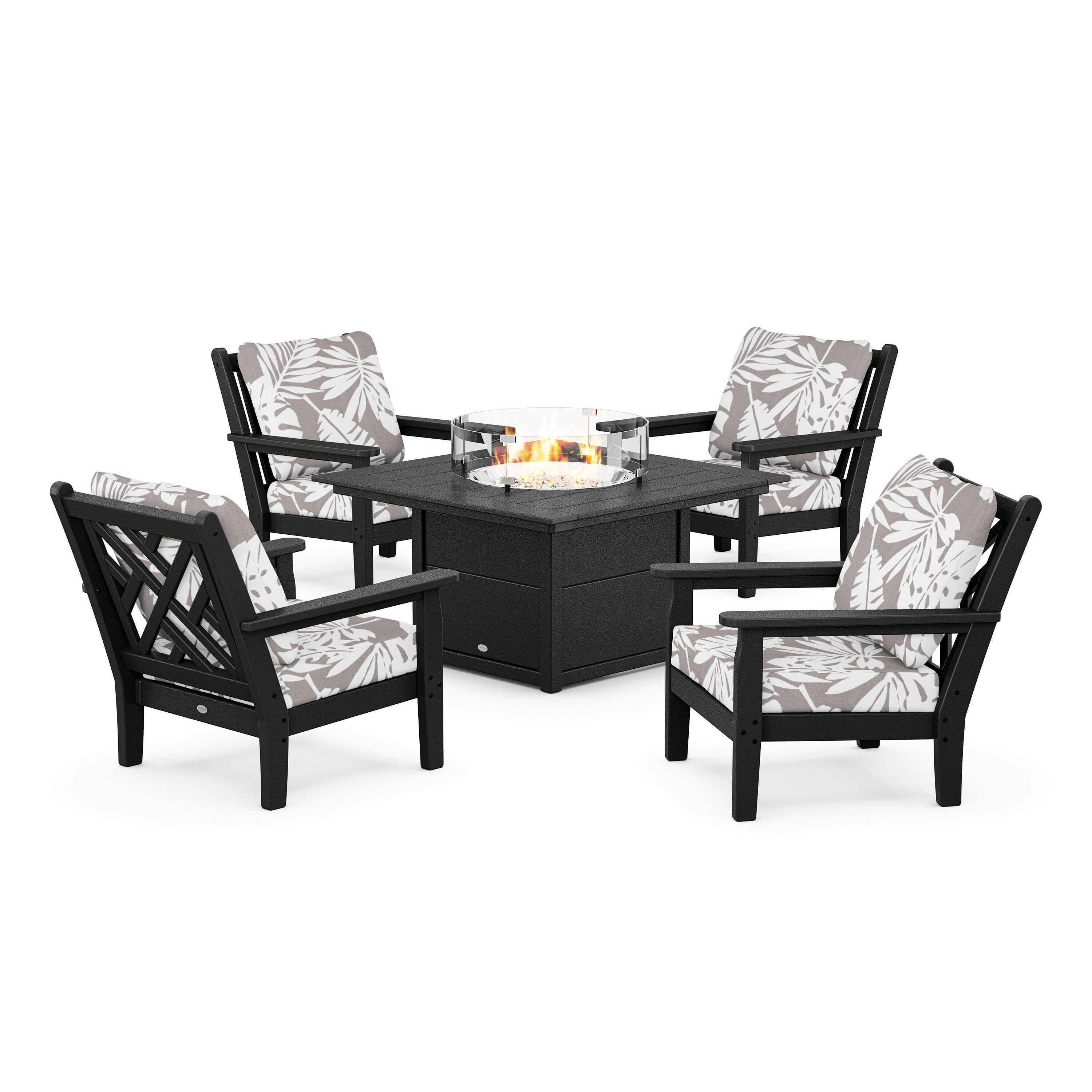Chippendale 5-Piece Deep Seating Set with Fire Pit Table