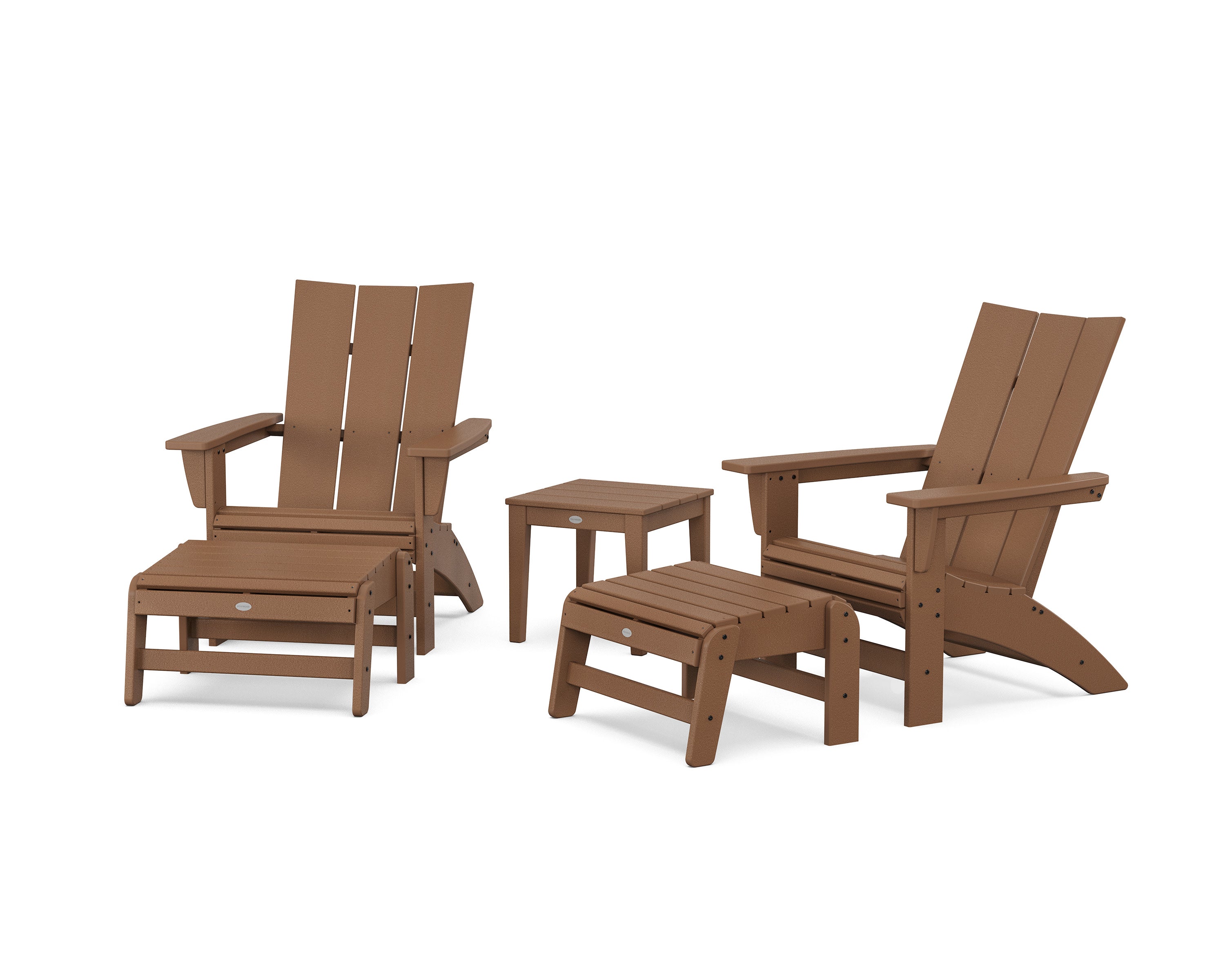 5-Piece Modern Grand Adirondack Set with Ottomans and Side Table