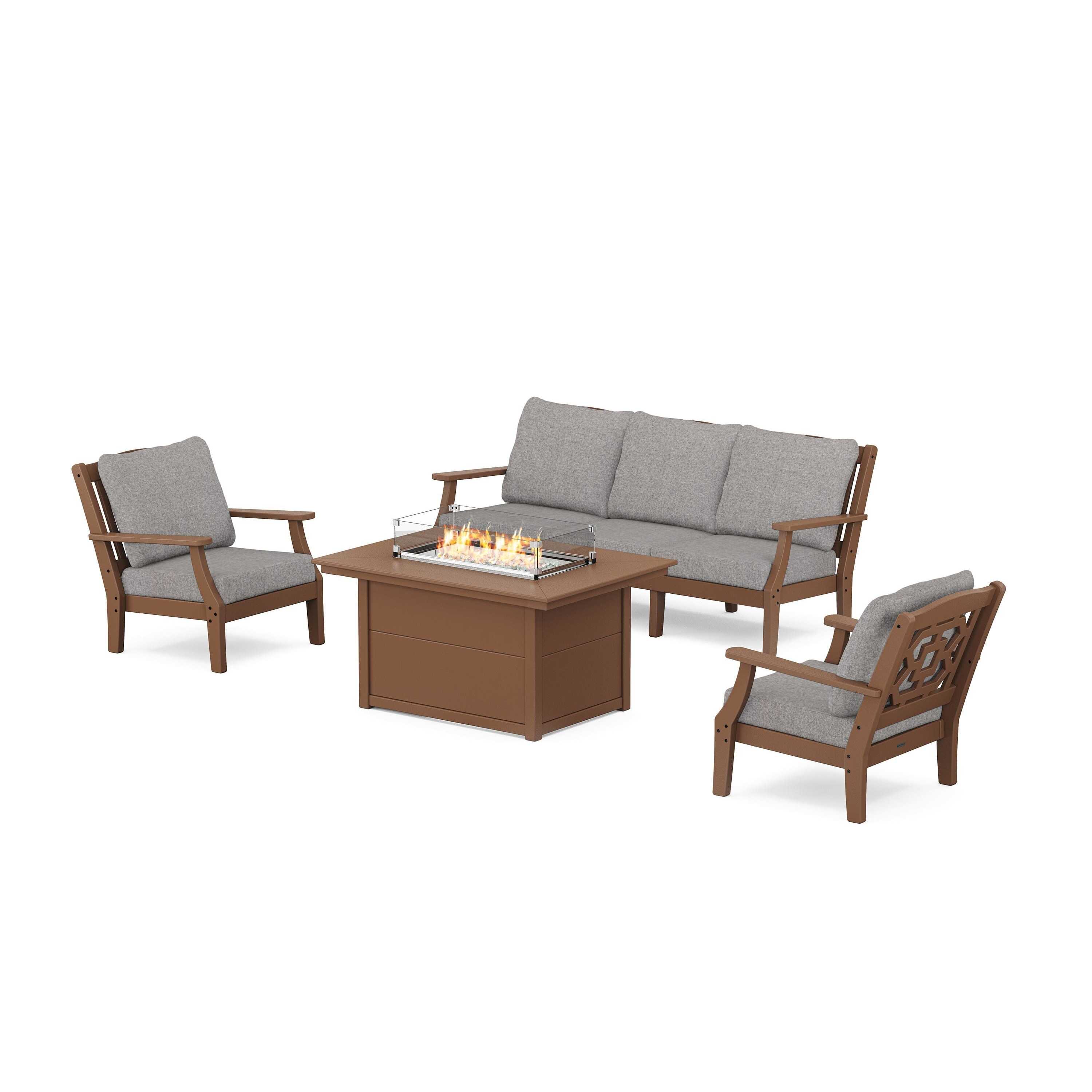 Chinoiserie Deep Seating Fire Pit Table Set